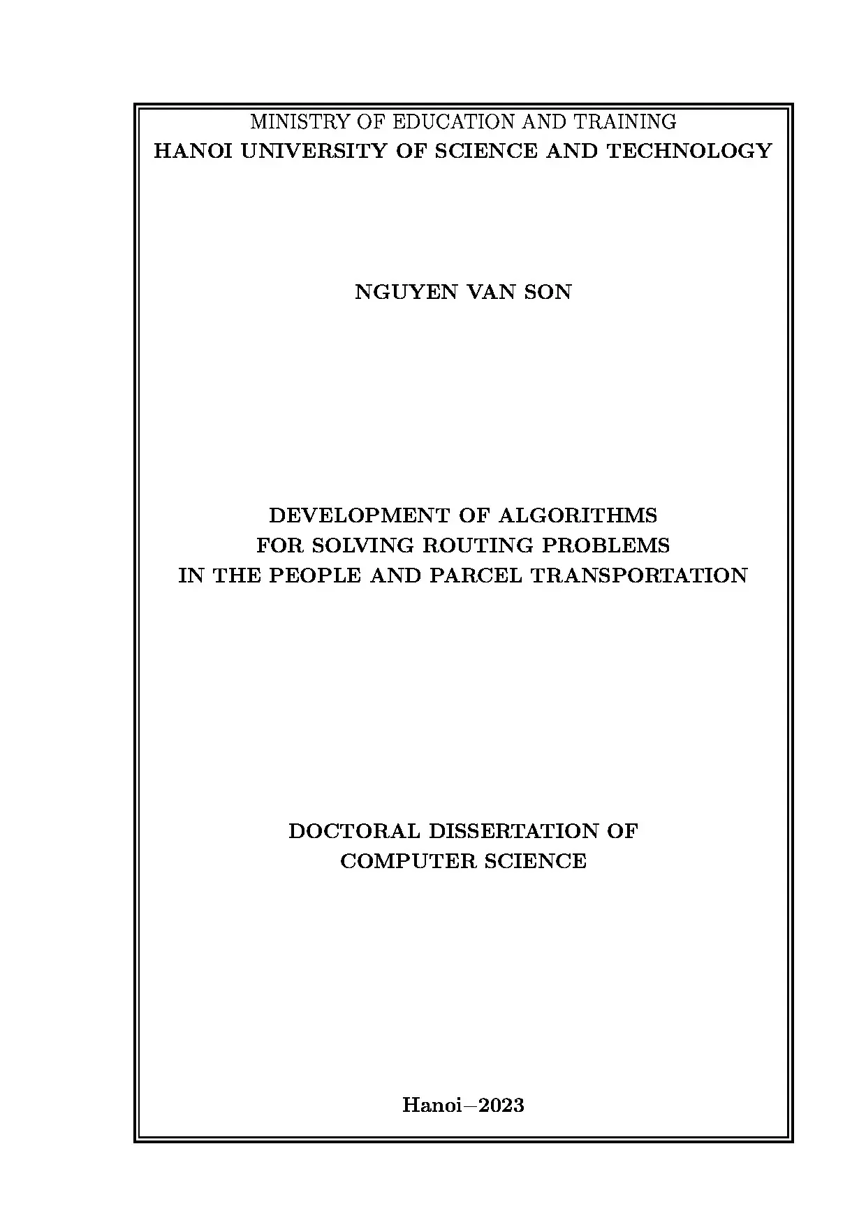 Development of algorithms for solving routing problems in th