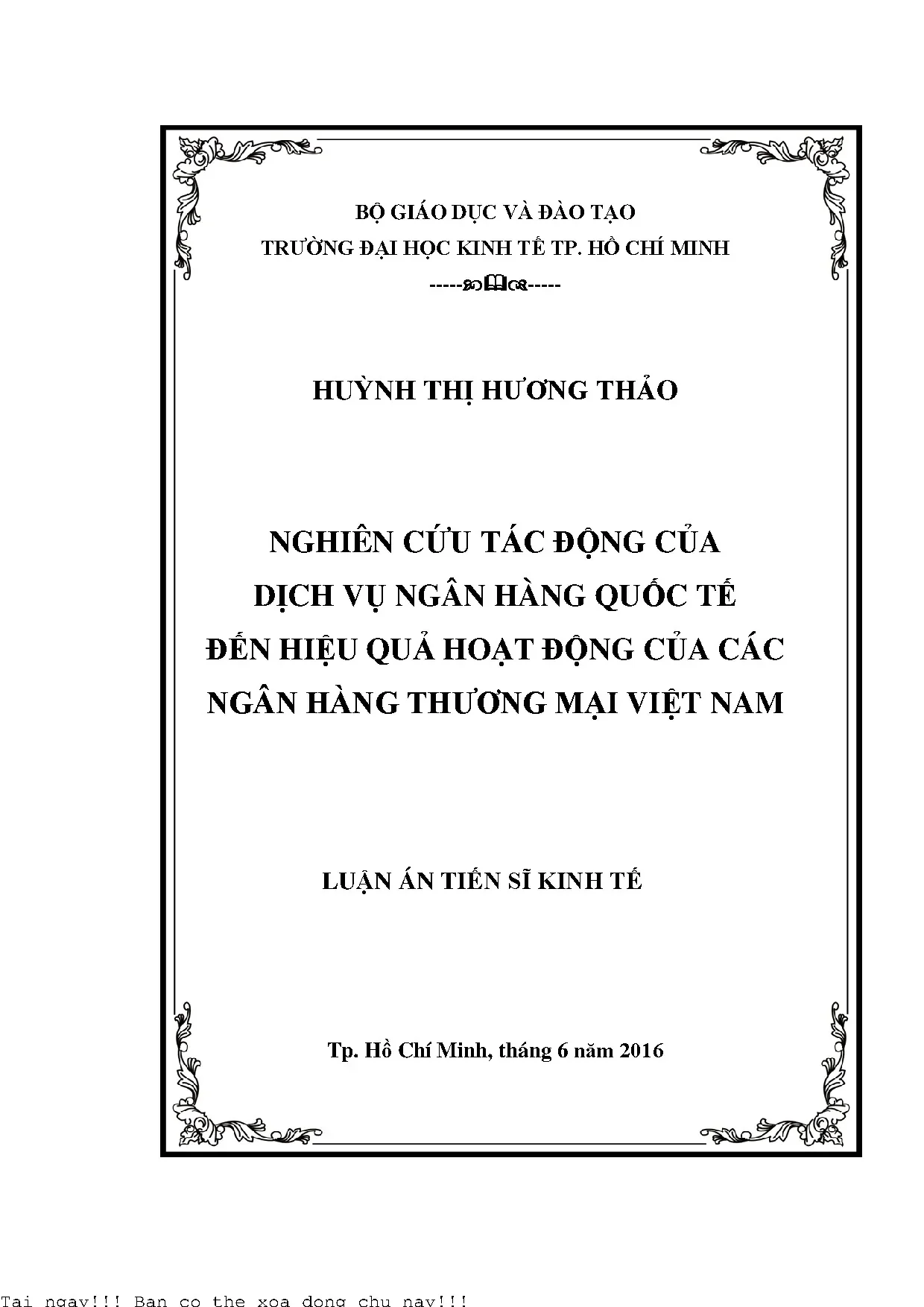 Nghiên cứu tác động của dịch vụ ngân hàng quốc tế đến hiệu q