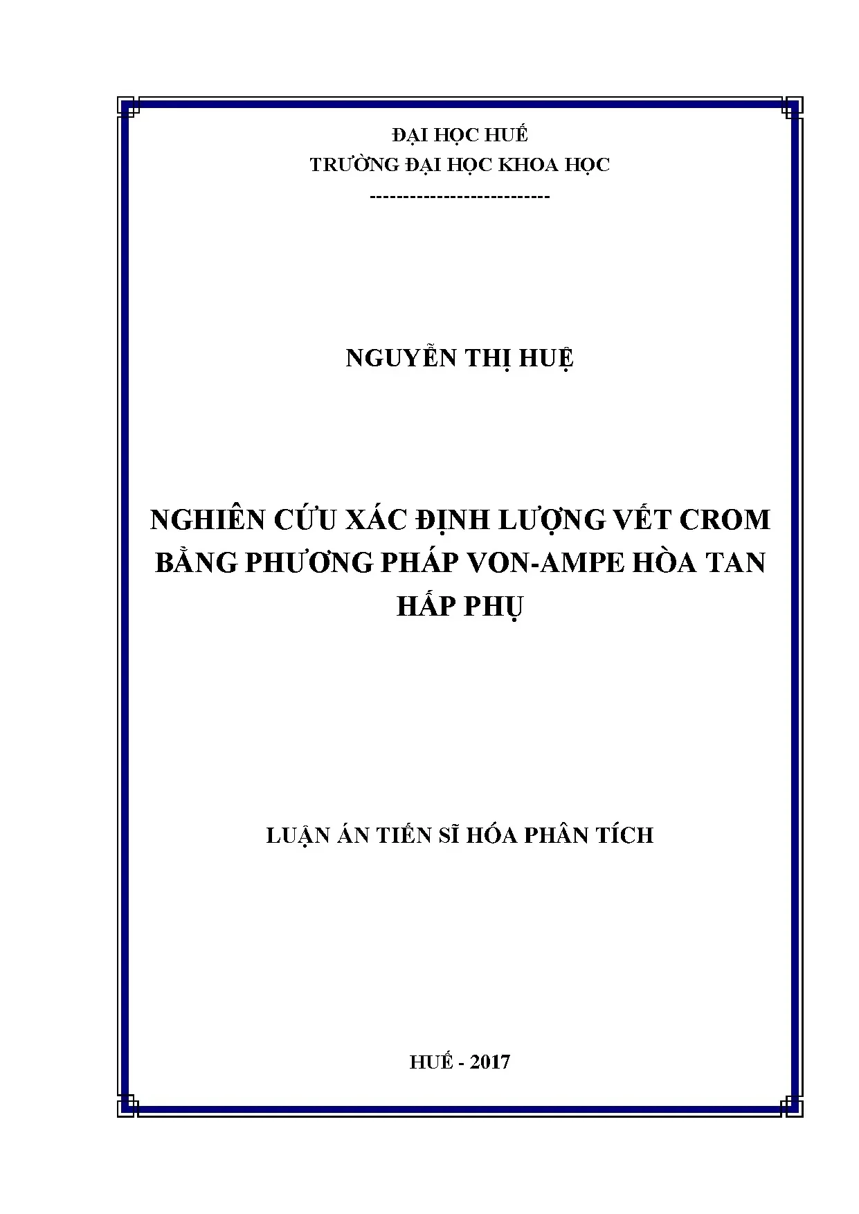 Xác định vết crom bằng Von-Ampe hòa tan hấp phụ