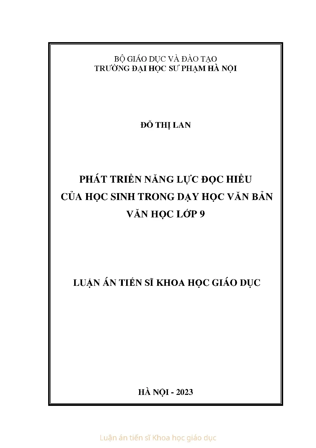 Luận án tiến sĩ khoa học giáo dục phát triển năng lực đọc hi