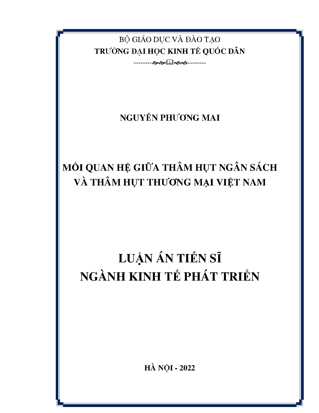 Thâm hụt ngân sách & thương mại Việt Nam: Luận án Tiến sĩ
