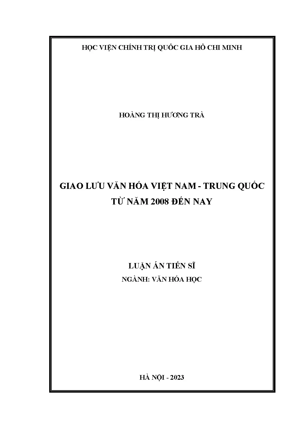 Luận án tiến sĩ văn hóa học giao lưu văn hóa việt nam trung