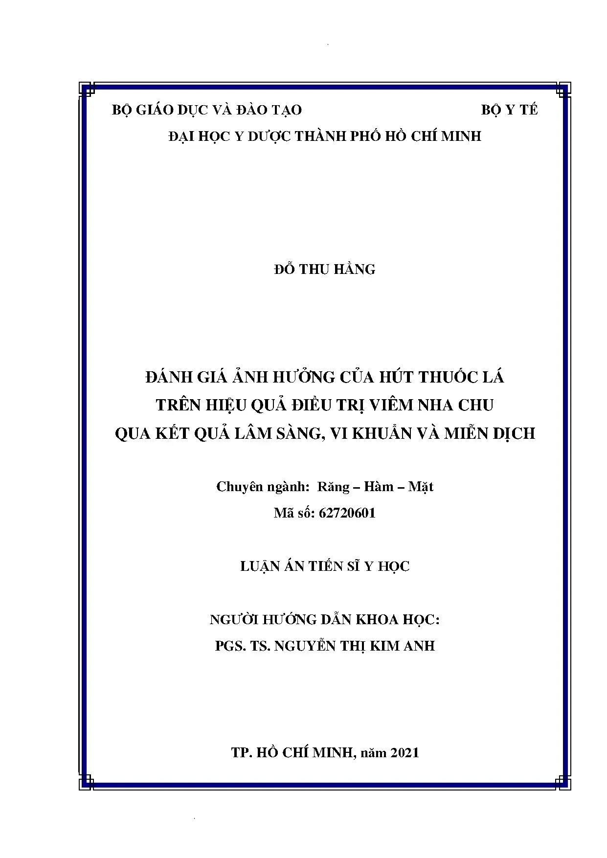 Đánh giá ảnh hưởng hút thuốc lá trên hiệu quả điều trị viêm nha chu qua kết quả lâm sàng vi khuẩn và miễn dịch
