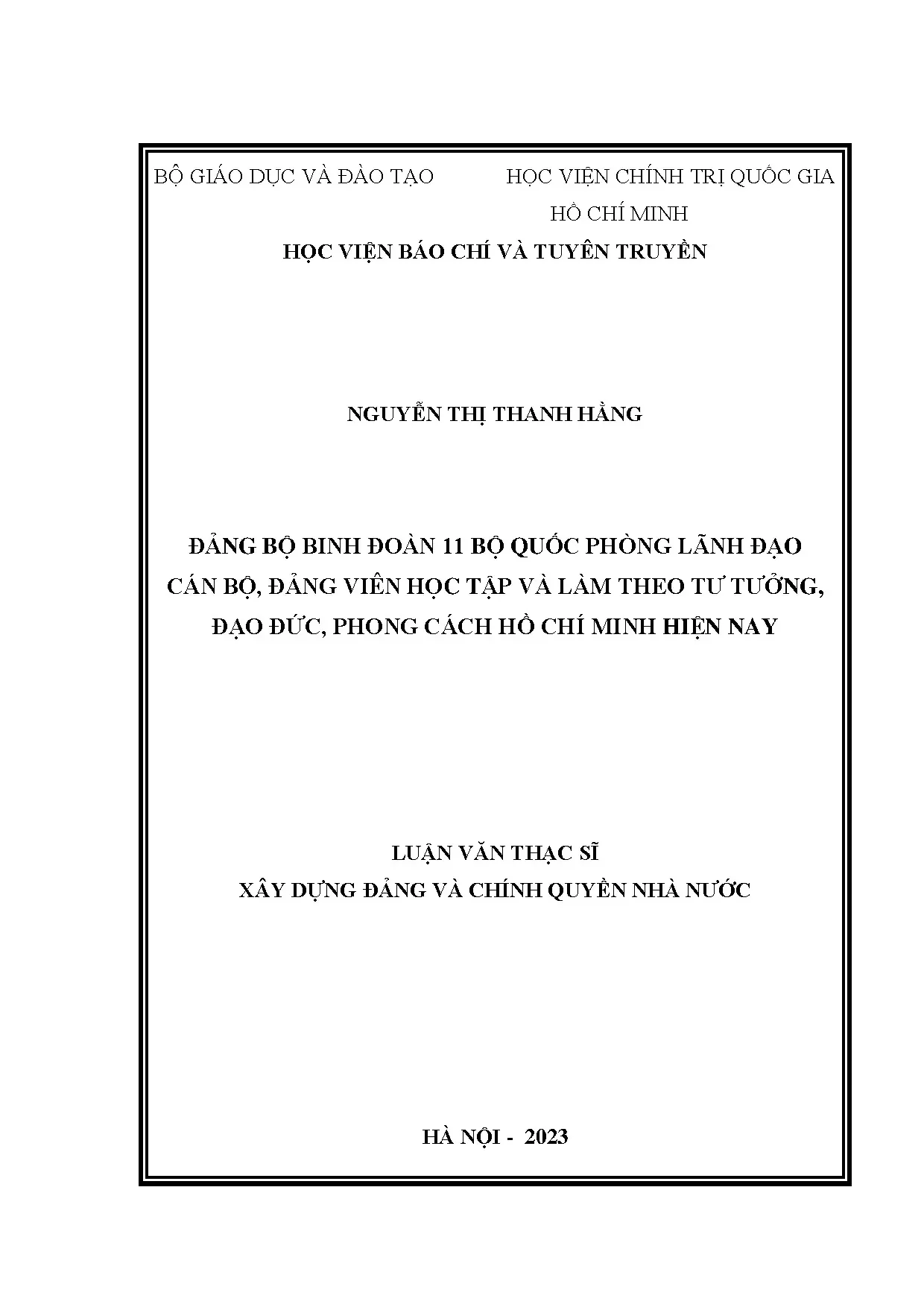 Đảng bộ Binh đoàn 11 học tập tư tưởng, đạo đức, phong cách Hồ Chí Minh