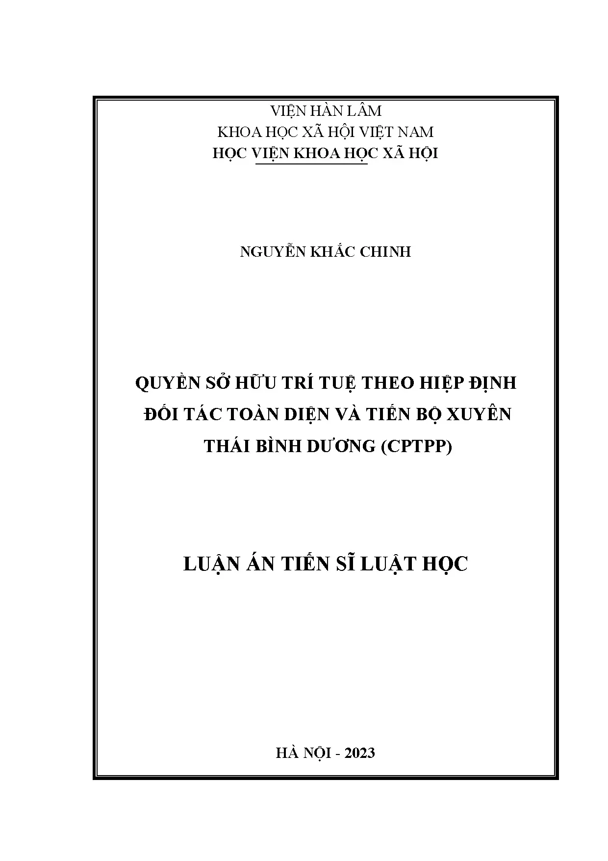 Sở hữu trí tuệ theo CPTPP: Luận án Tiến sĩ Luật