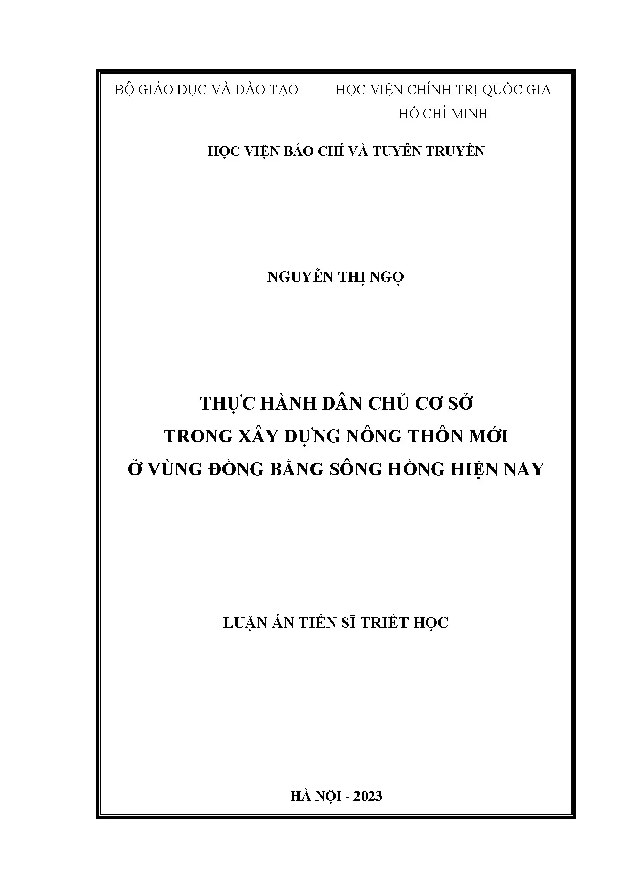 Dân chủ cơ sở trong xây dựng nông thôn mới vùng ĐBSH