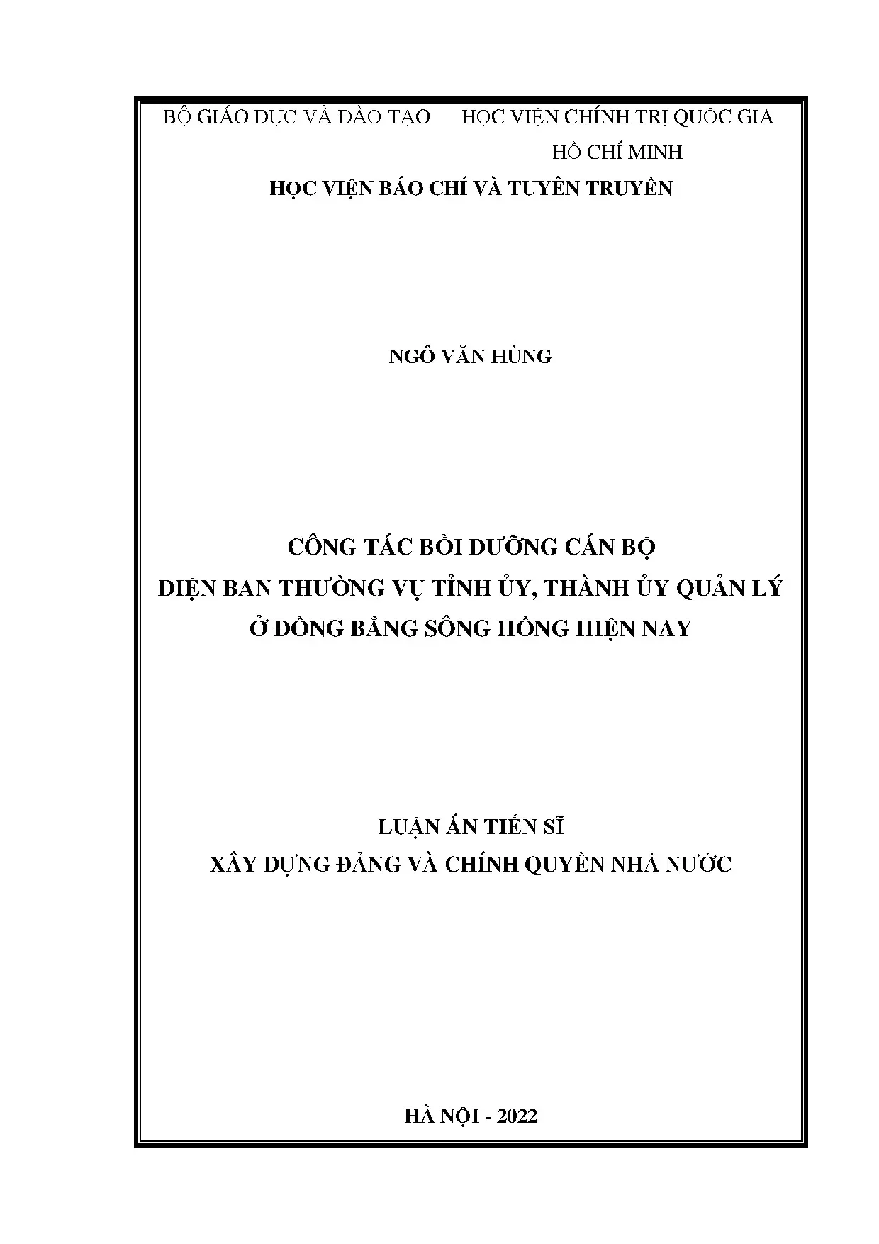 Bồi dưỡng cán bộ diện Ban Thường vụ tỉnh ủy, thành ủy quản lý ở ĐBSH