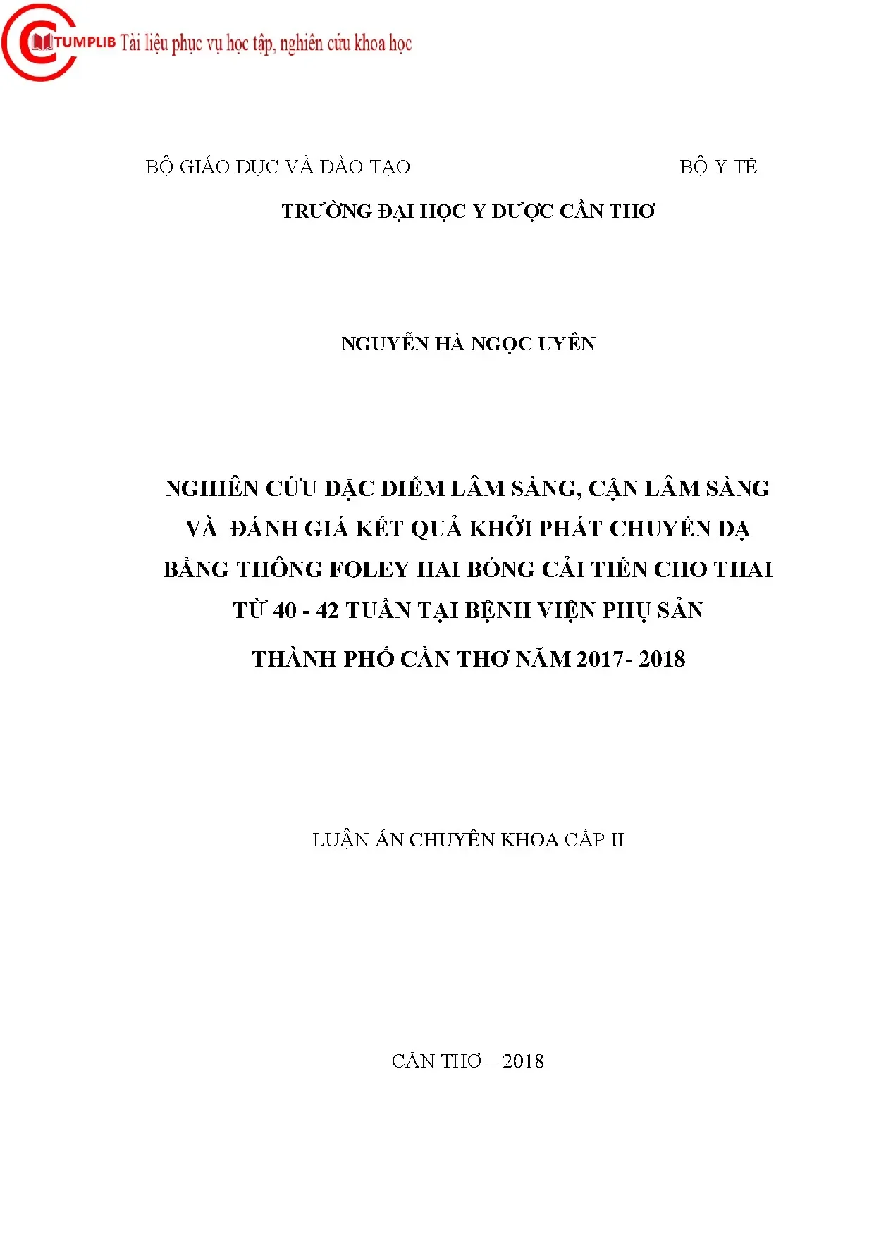 Khởi phát chuyển dạ bằng Foley 2 bóng cải tiến cho thai 40-42 tuần