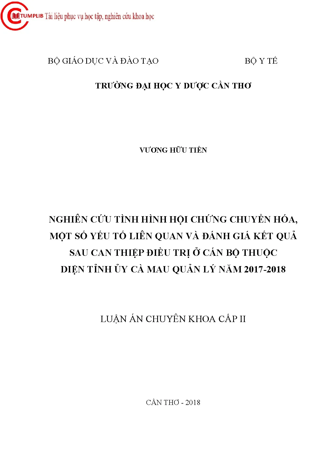Hội chứng chuyển hóa ở cán bộ Cà Mau: Nghiên cứu và điều trị