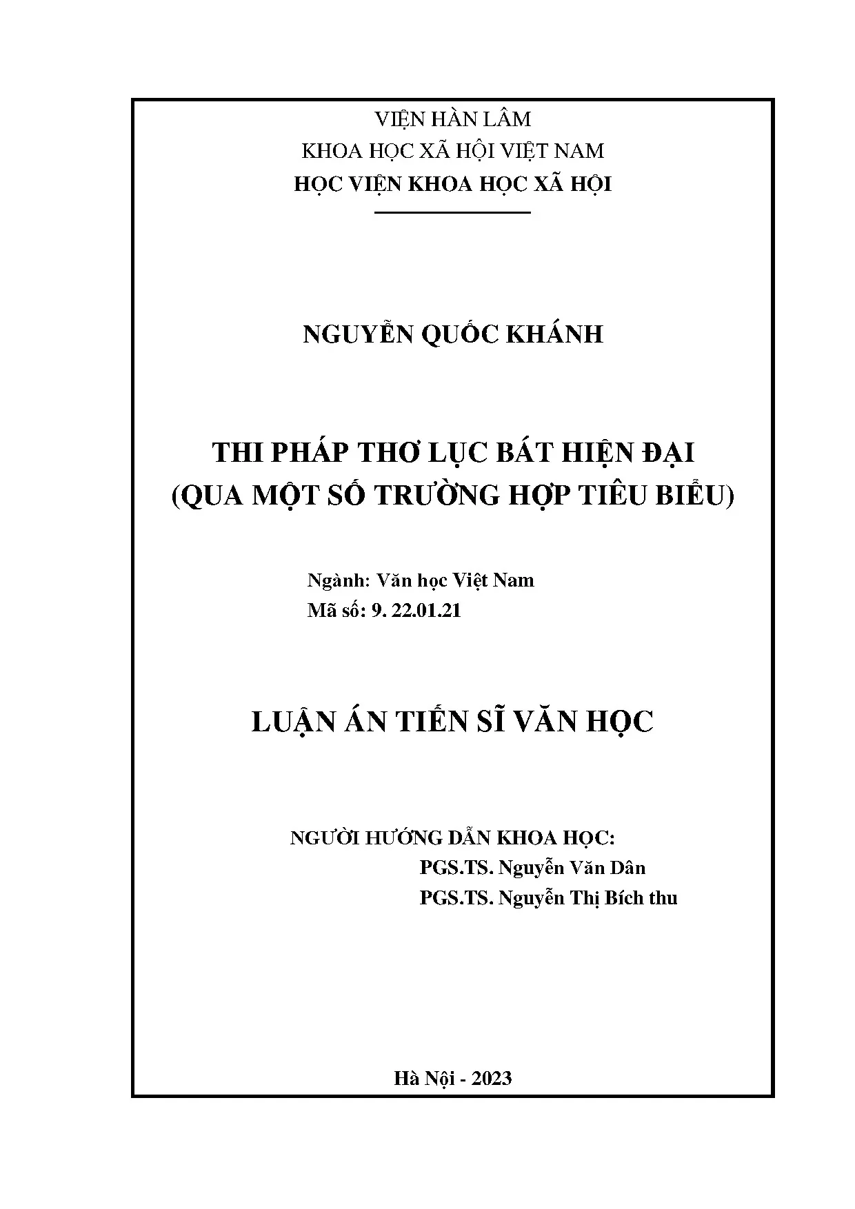 Thi pháp thơ lục bát hiện đại: Phân tích các trường hợp tiêu biểu