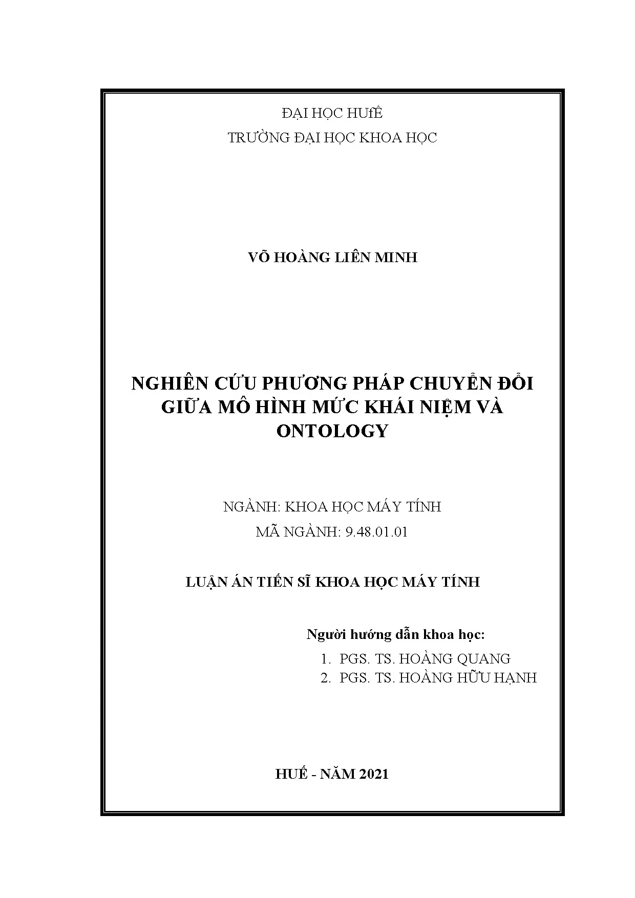 Chuyển đổi Mô hình Khái niệm & Ontology: Luận án TS Khoa học Máy tính