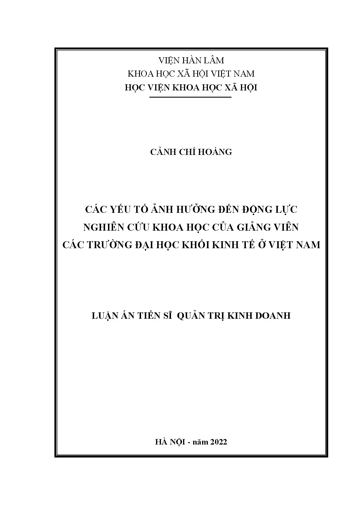 Động lực nghiên cứu khoa học giảng viên kinh tế Việt Nam