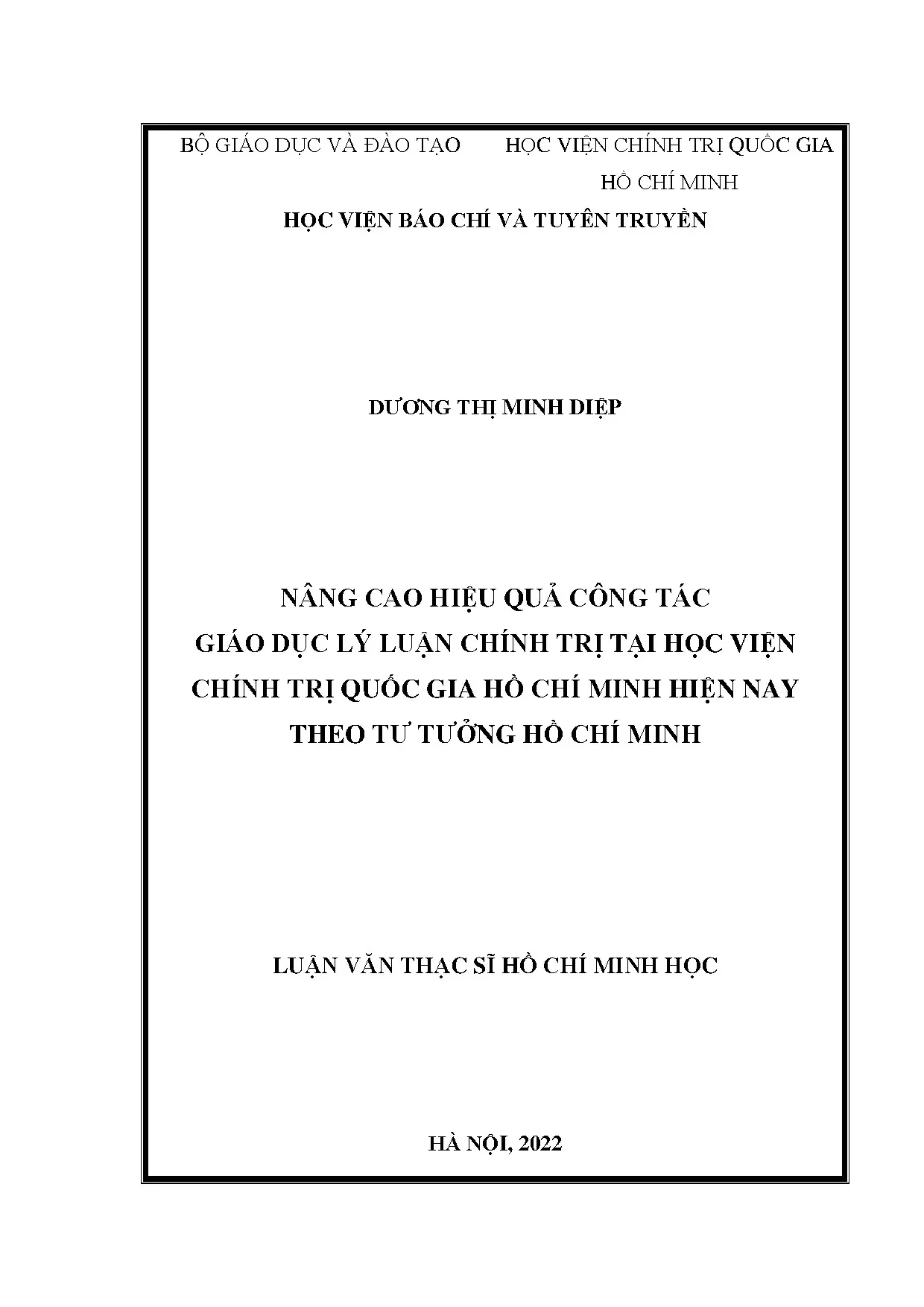 Nâng cao GDLLCT tại Học viện Chính trị Quốc gia Hồ Chí Minh