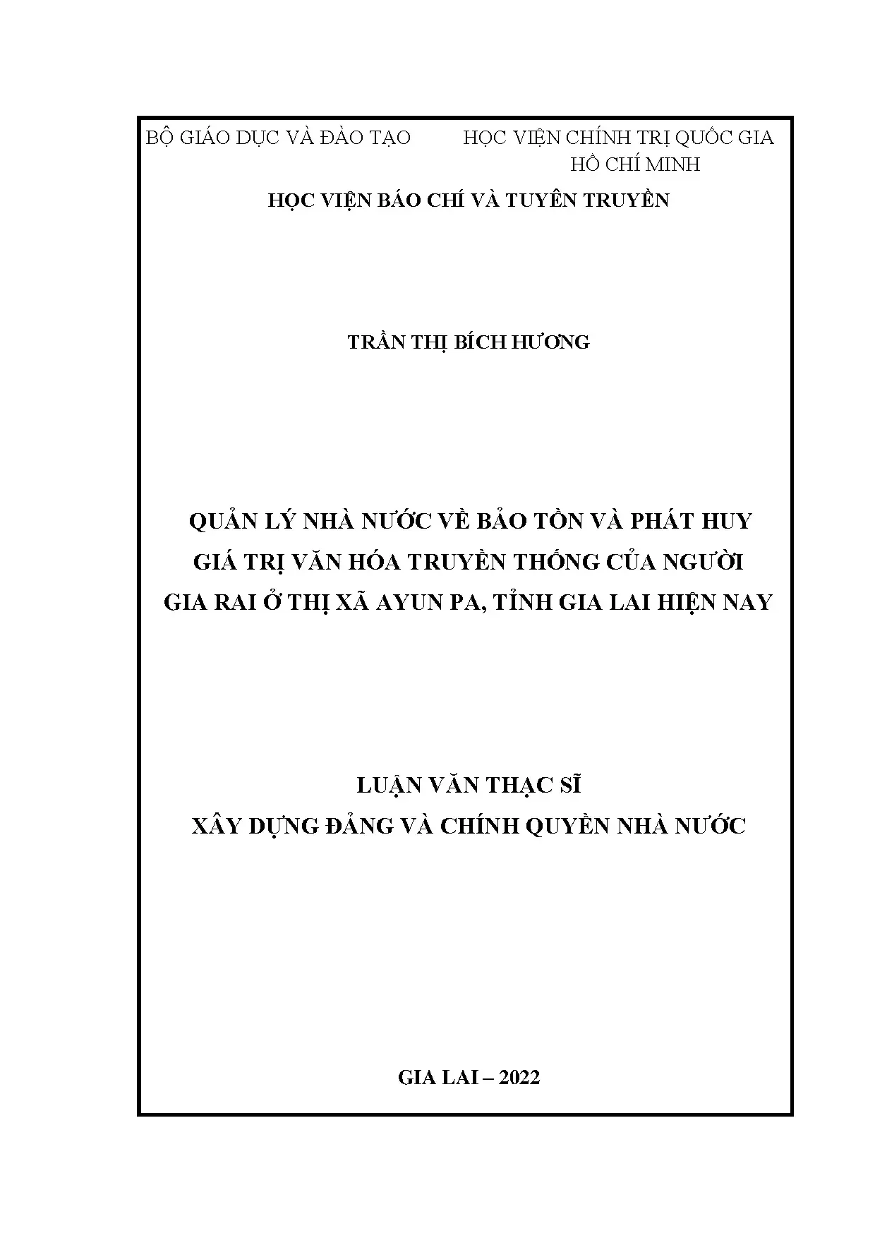 Quản lý nhà nước văn hóa Gia Rai ở Ayun Pa, Gia Lai