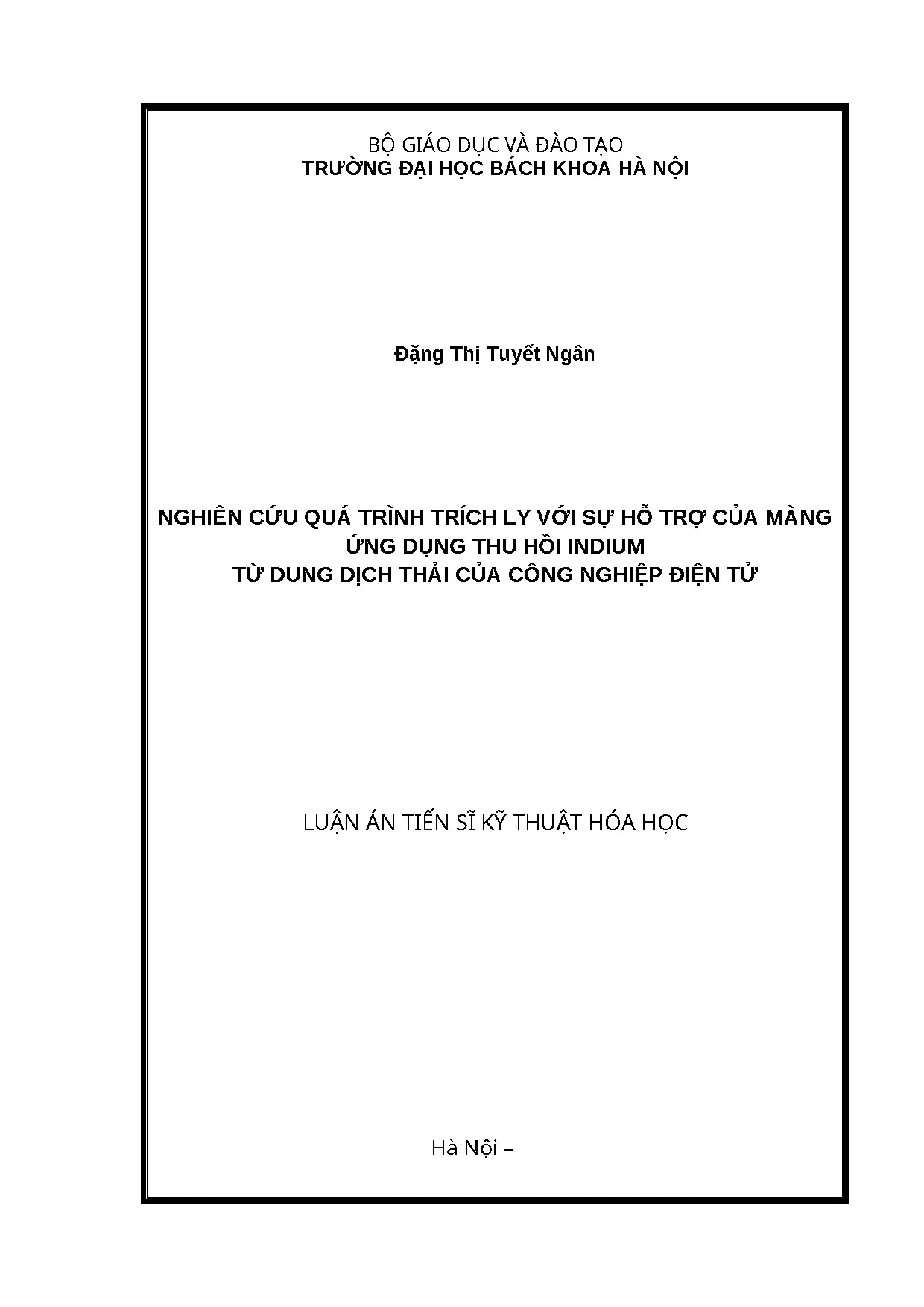 Thu hồi Indium từ nước thải điện tử bằng công nghệ màng