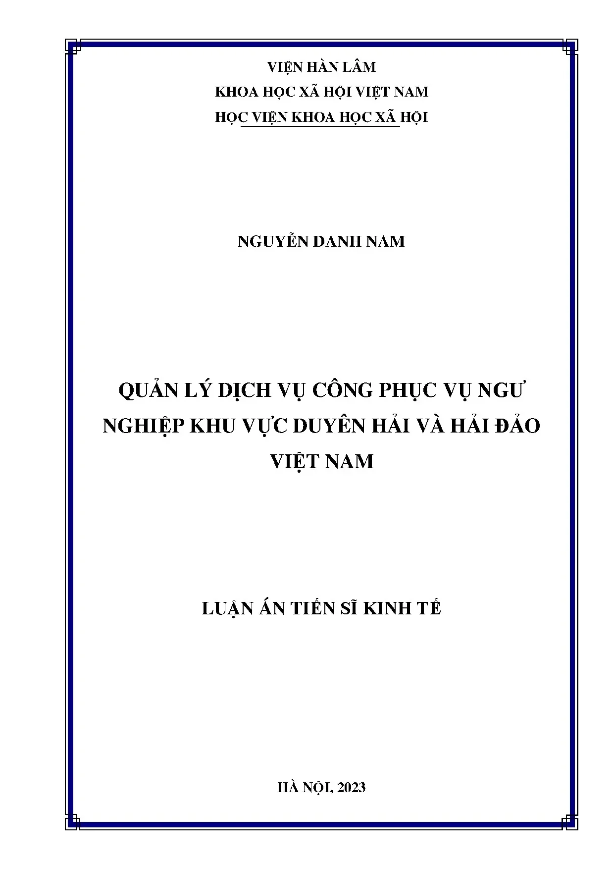 Quản lý dịch vụ công ngư nghiệp ven biển Việt Nam