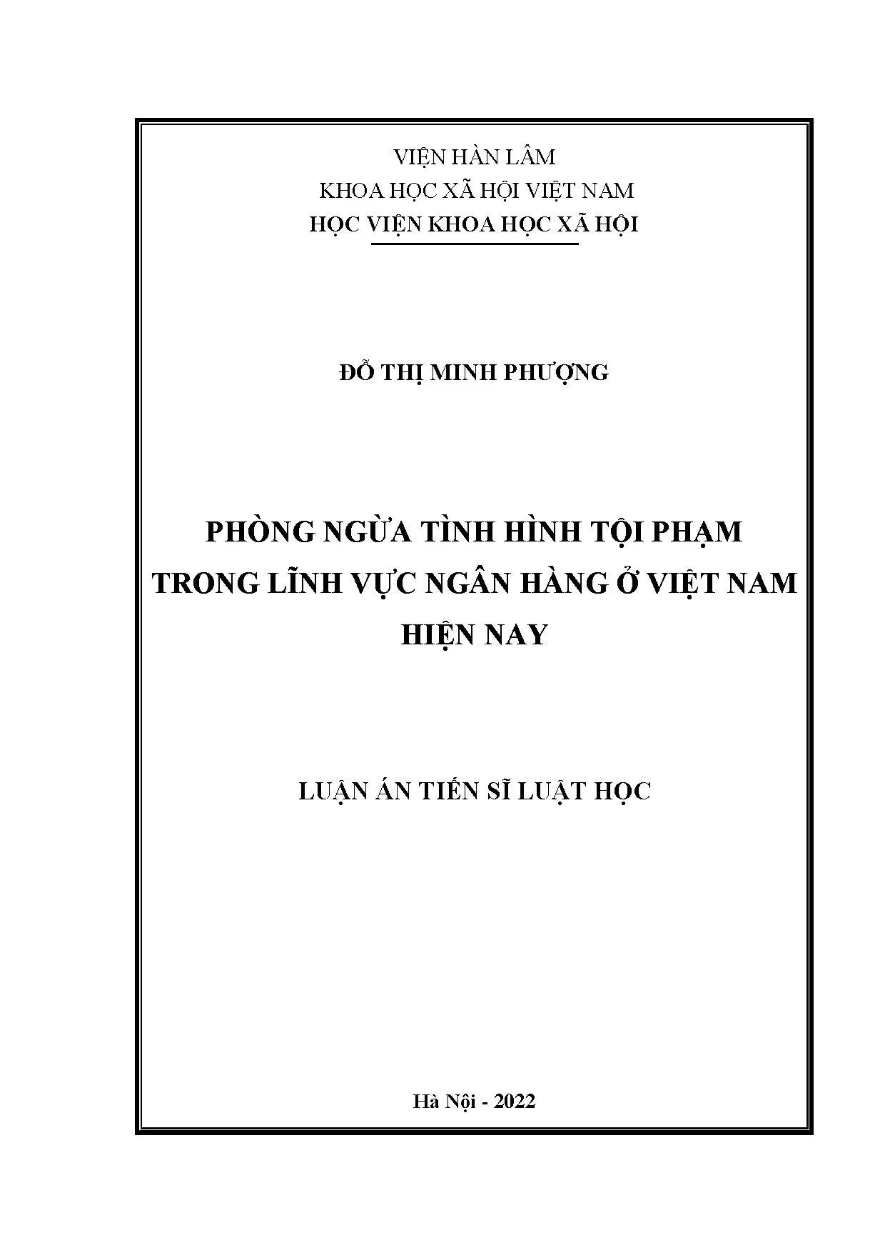 Phòng ngừa tội phạm trong lĩnh vực ngân hàng tại Việt Nam