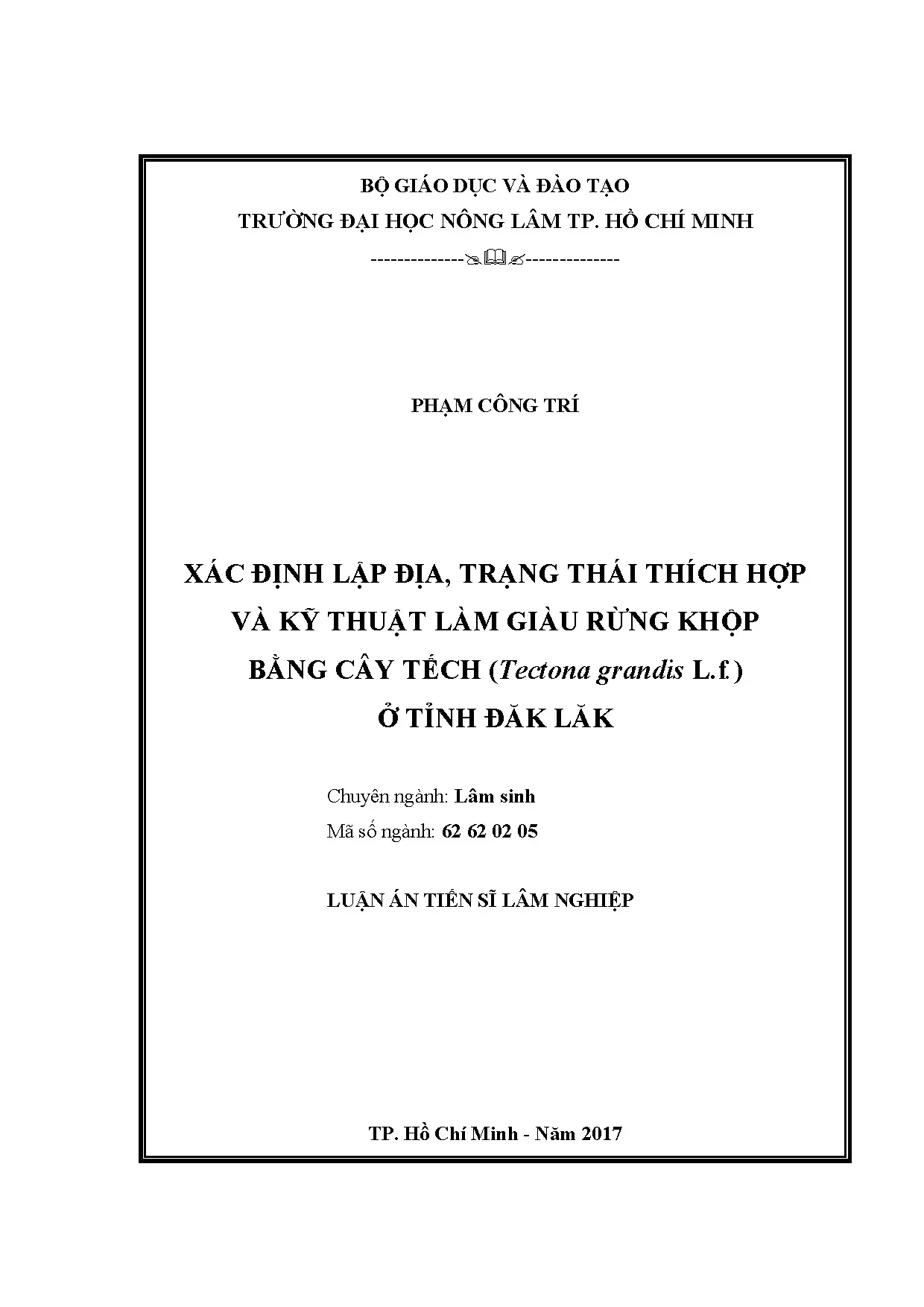 Xác định lập địa, trạng thái thích hợp cho cây tếch