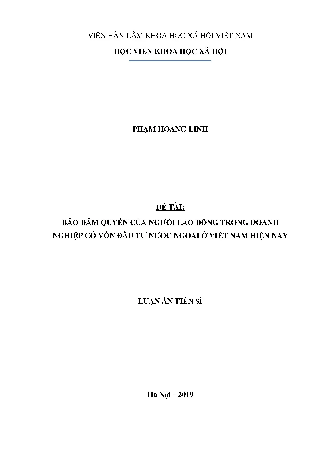 Bảo đảm quyền lao động trong doanh nghiệp vốn FDI tại Việt Nam