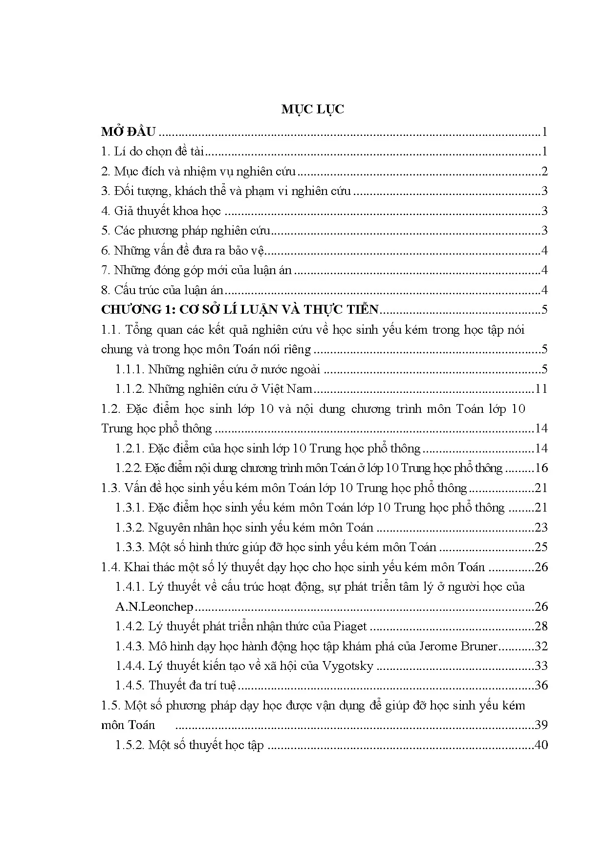 Giúp đỡ học sinh yếu kém Toán lớp 10 THPT: Luận án