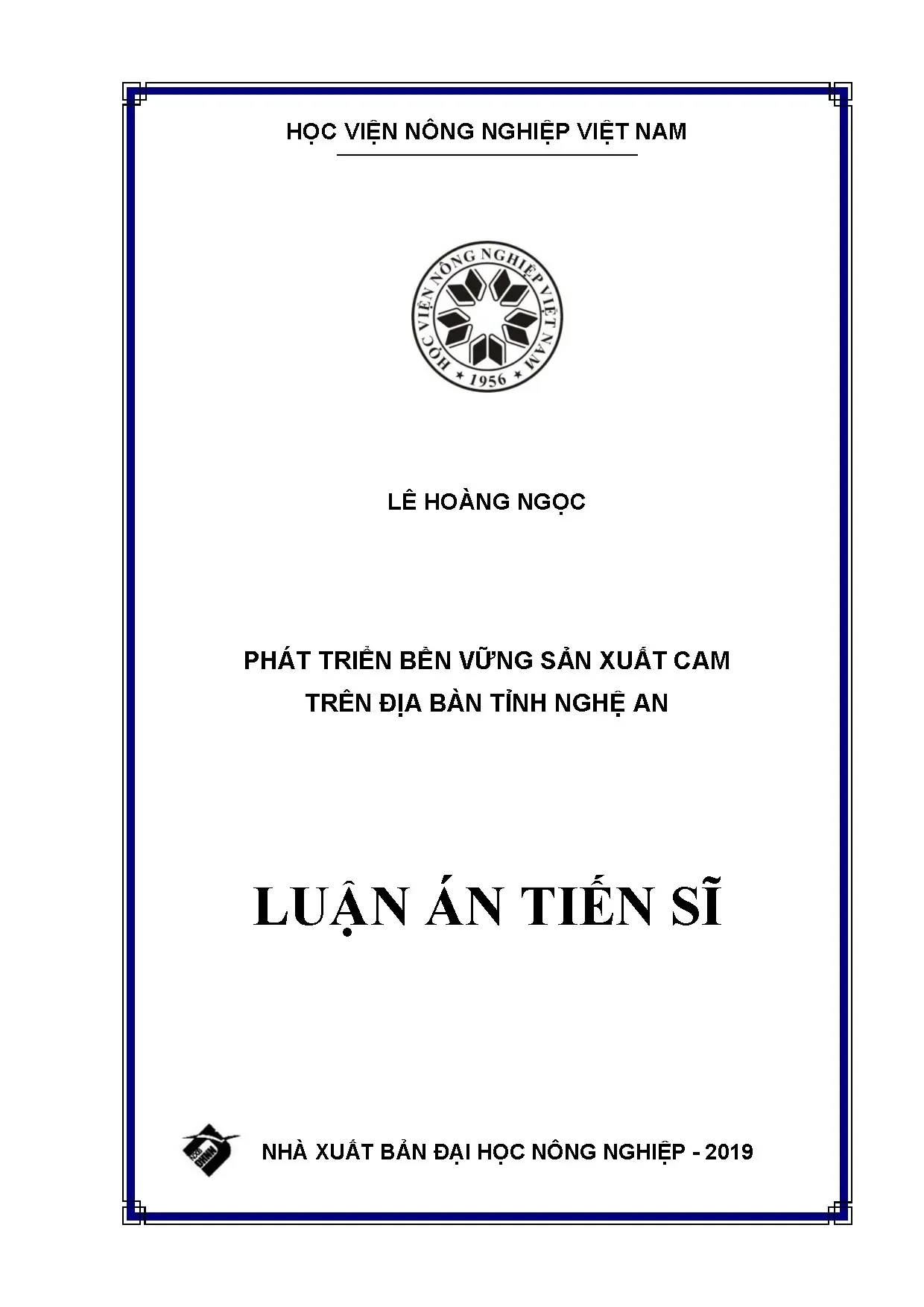 Phát triển bền vững sản xuất cam tại Nghệ An - Luận án tiến sĩ