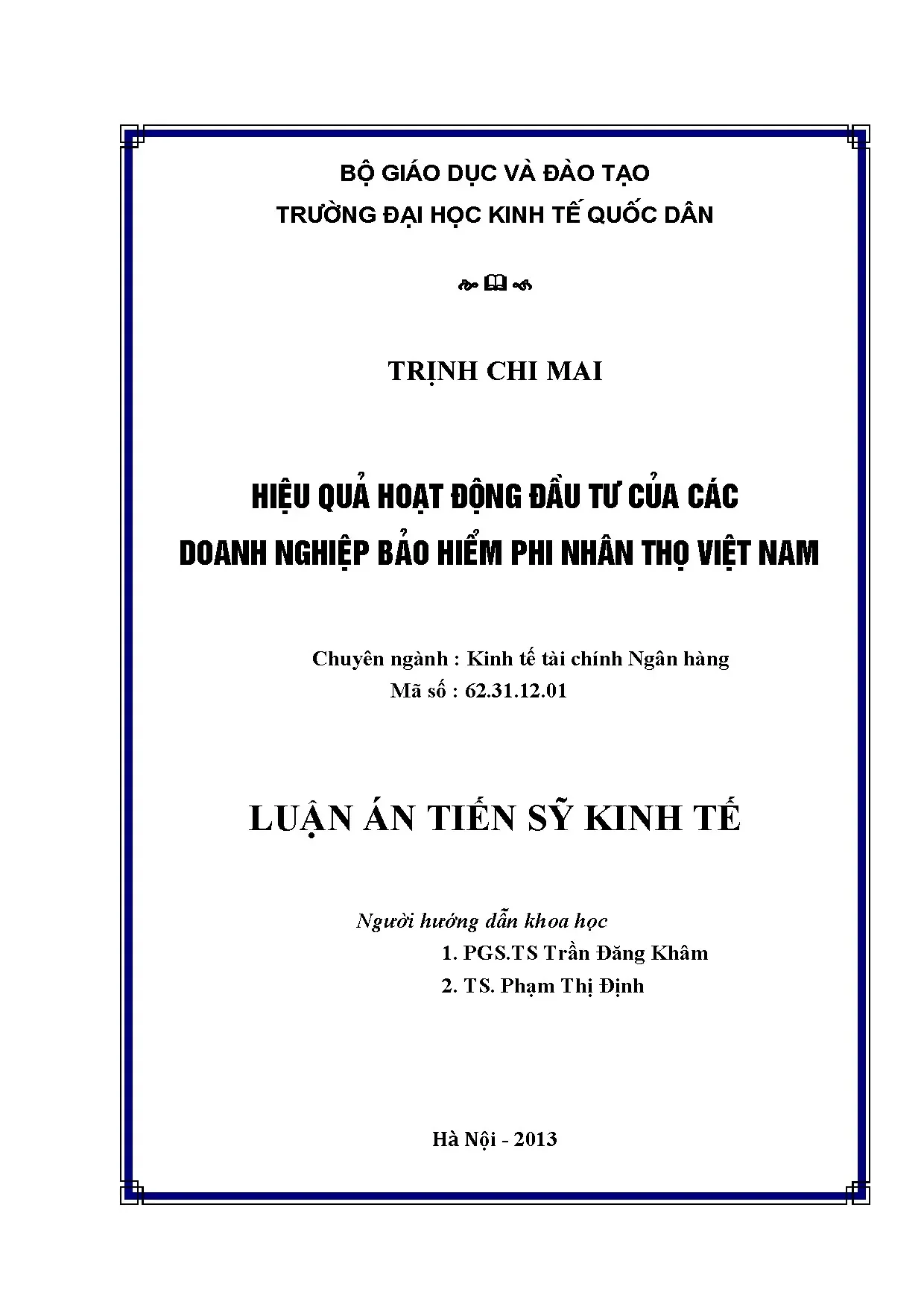 Hoàn thiện hoạt động đầu tư của doanh nghiệp bảo hiểm phi nhân thọ Việt Nam