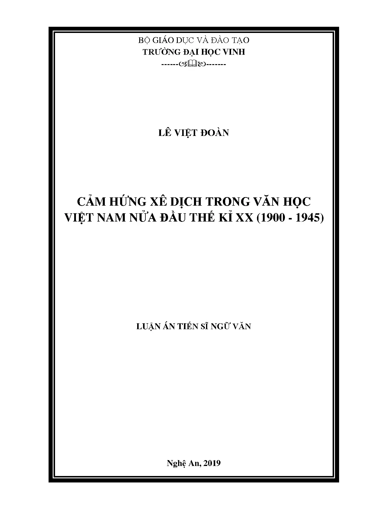 Cảm hứng xê dịch trong văn học Việt Nam 1900-1945