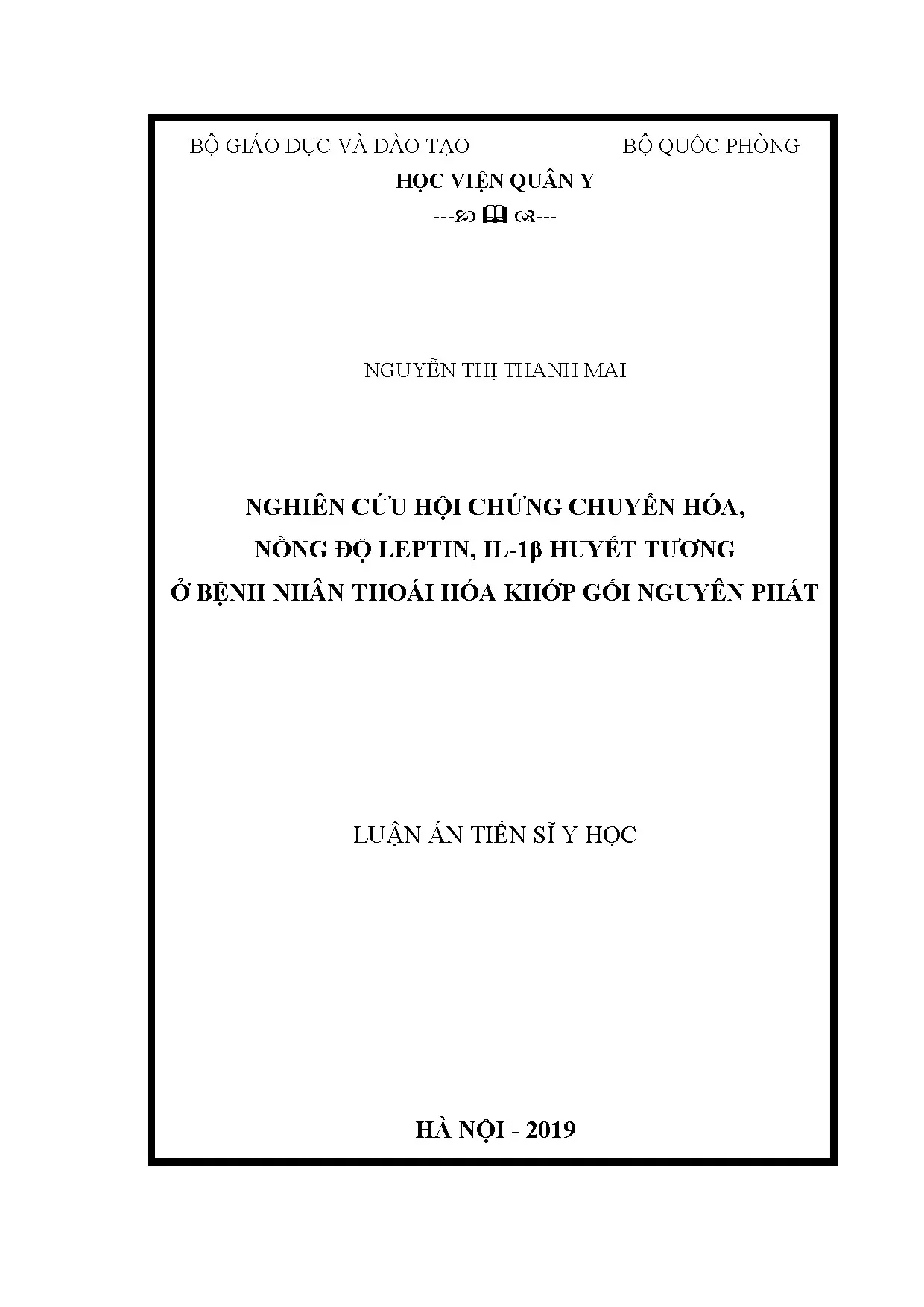 Hội chứng chuyển hóa, leptin, IL-1β ở bệnh nhân thoái hóa khớp gối