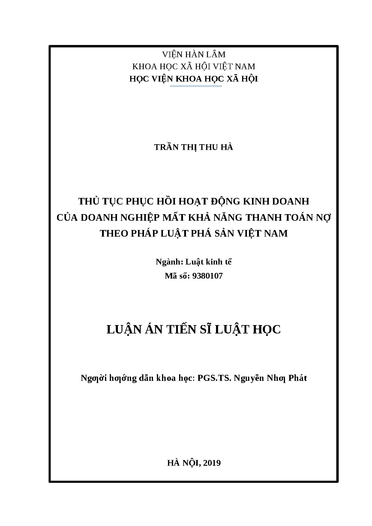 Thủ tục phục hồi kinh doanh doanh nghiệp mất khả năng thanh toán nợ
