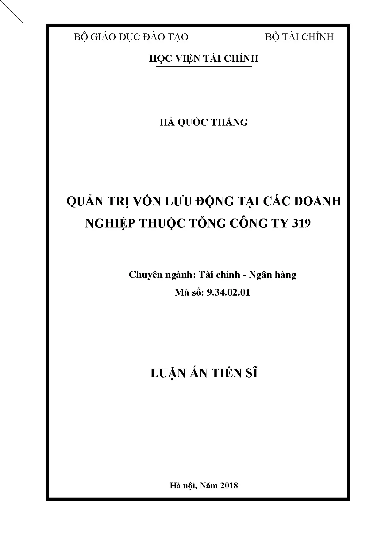 Quản trị vốn lưu động doanh nghiệp thuộc Tổng Công ty 319