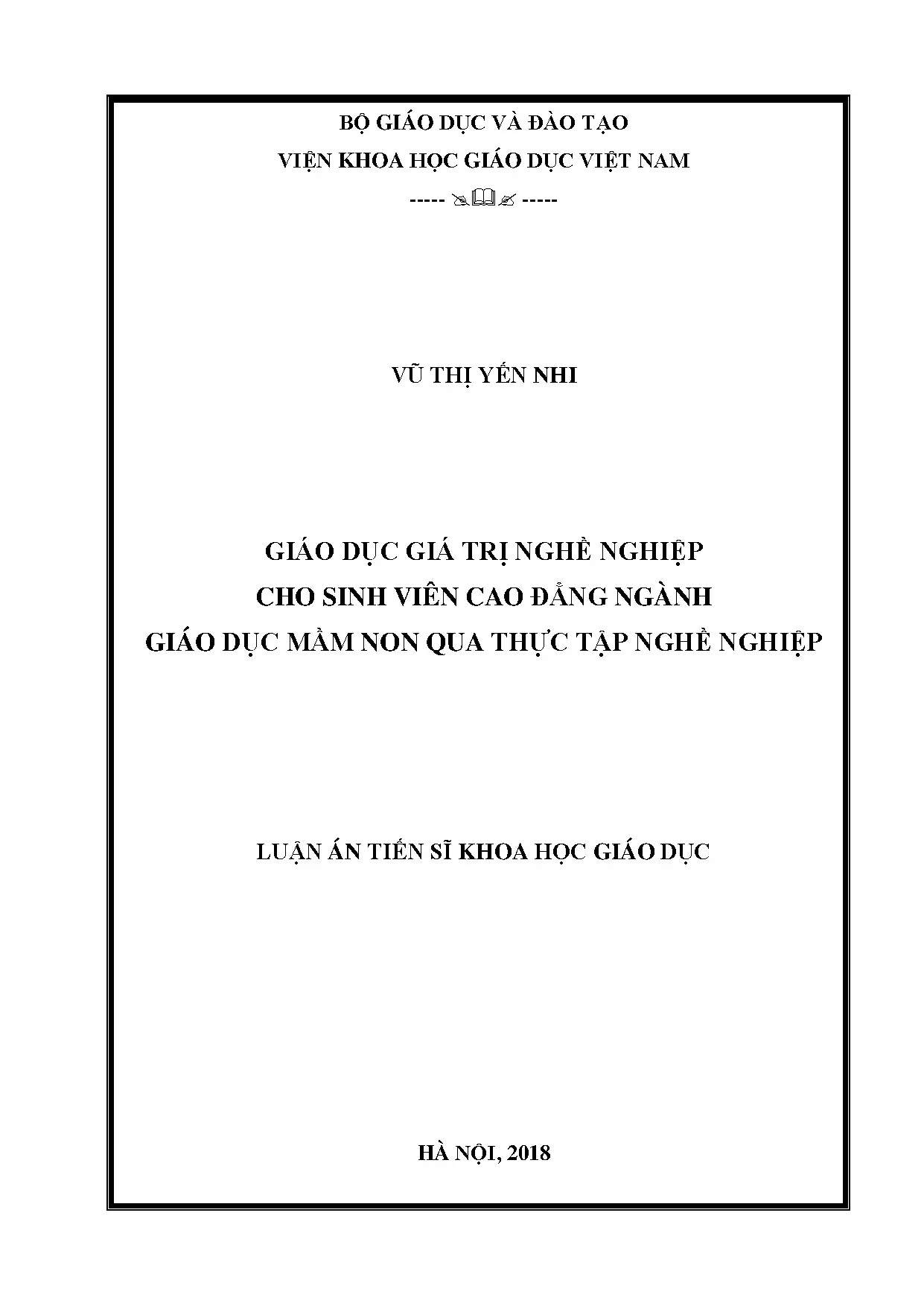 Giáo dục giá trị nghề nghiệp cho sinh viên mầm non