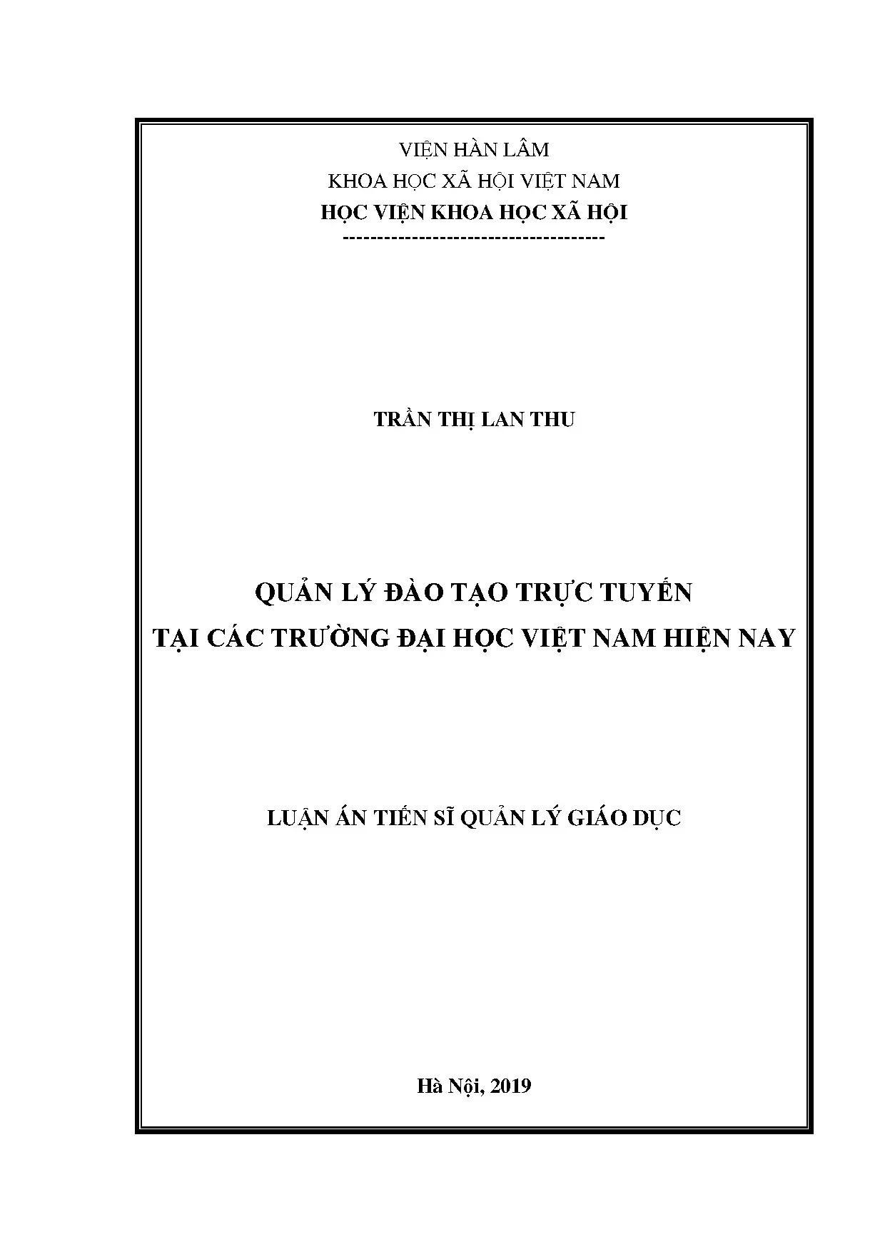 Quản lý đào tạo trực tuyến tại Đại học Việt Nam