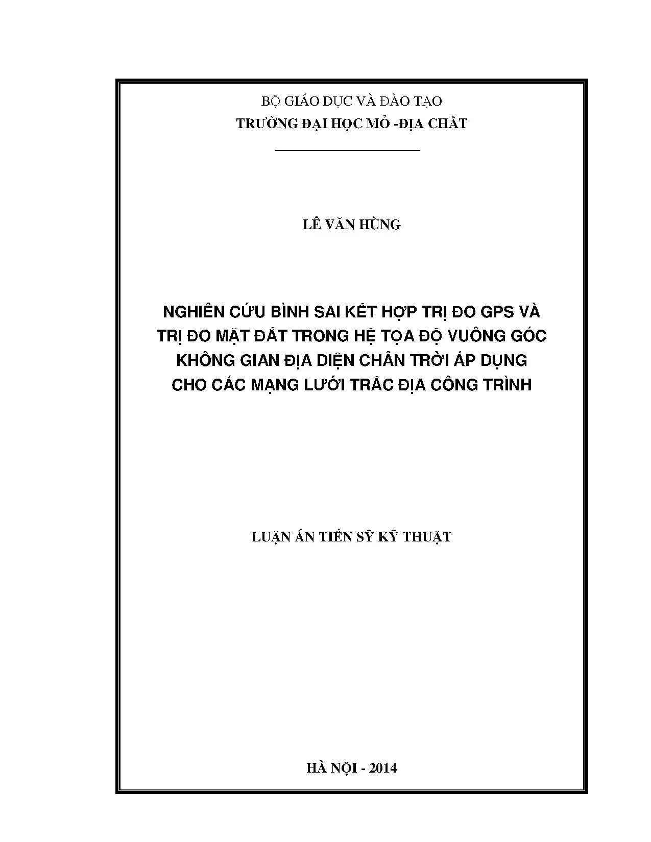 Bình sai kết hợp GPS & Trắc địa công trình