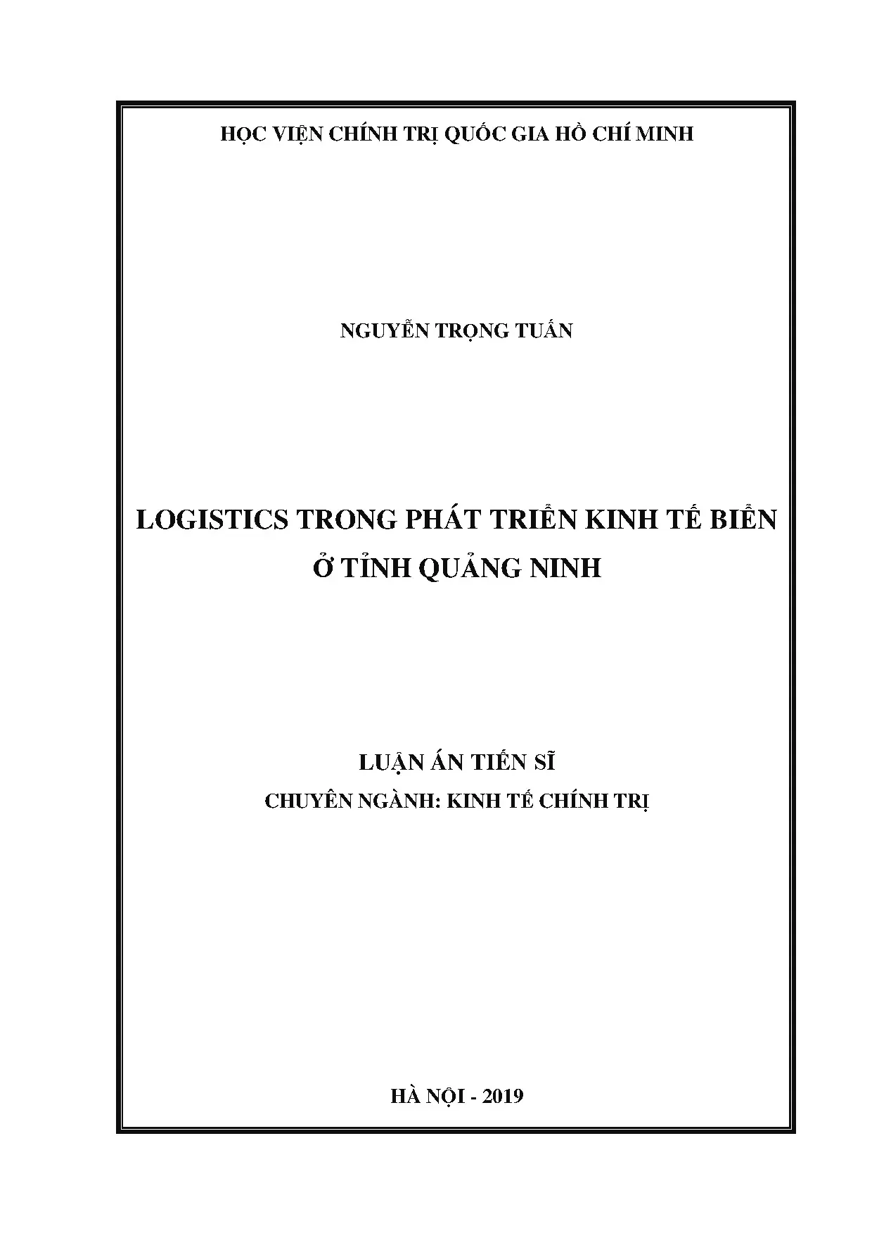 Logistics phát triển kinh tế biển Quảng Ninh - Luận án TS