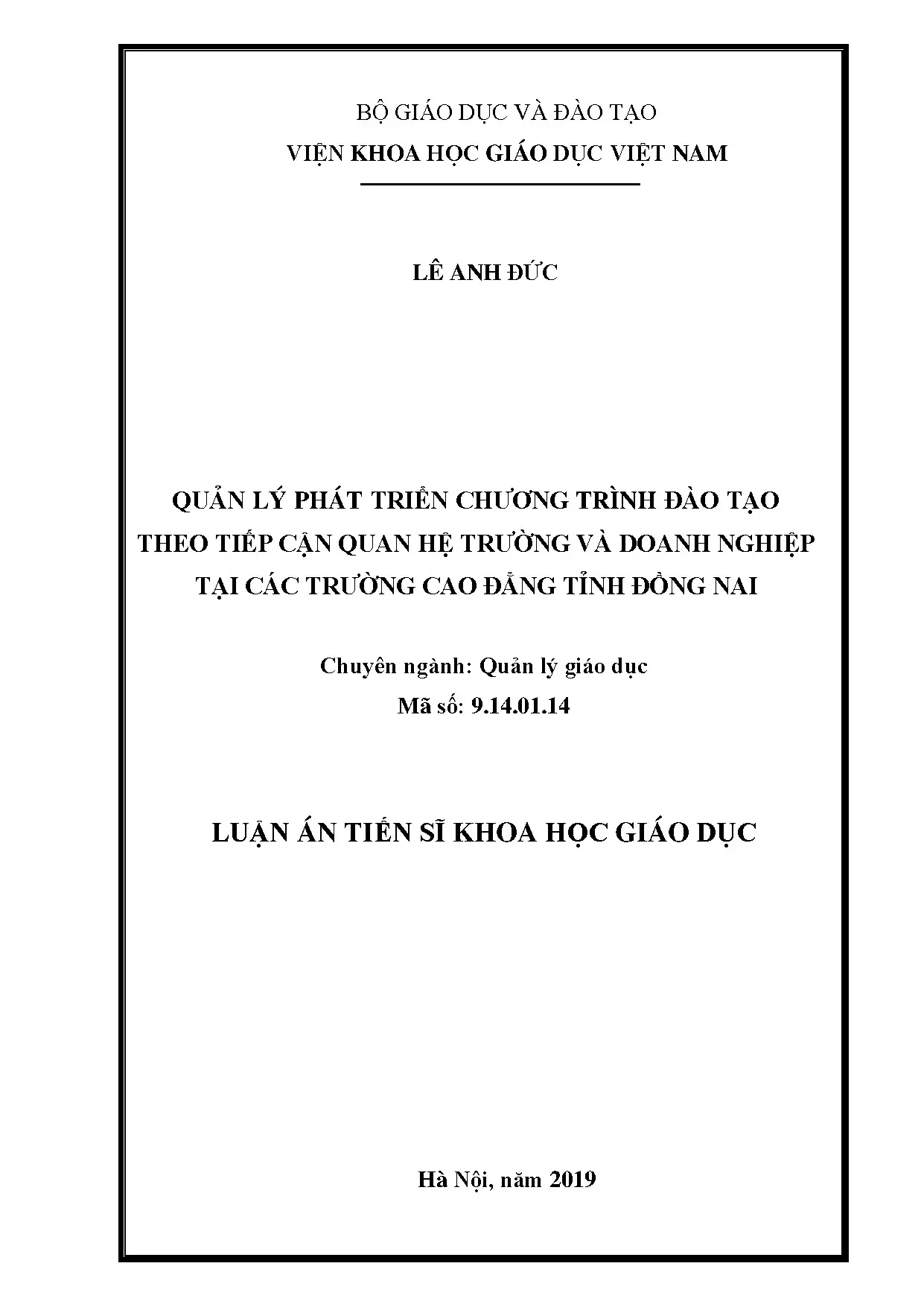 Quản lý phát triển chương trình đào tạo theo quan hệ trường - doanh nghiệp
