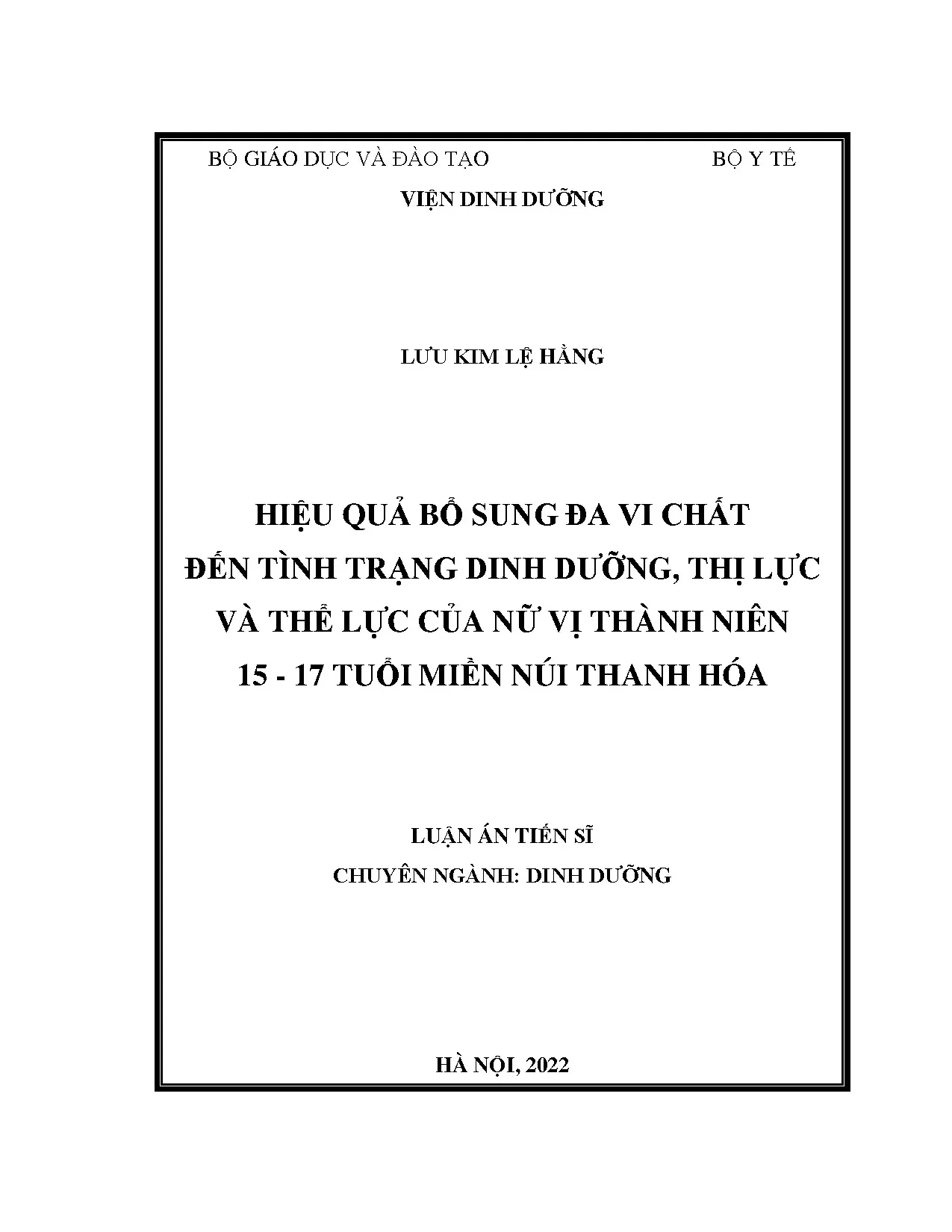 Hiệu quả bổ sung đa vi chất cho nữ vị thành niên miền núi Thanh Hóa