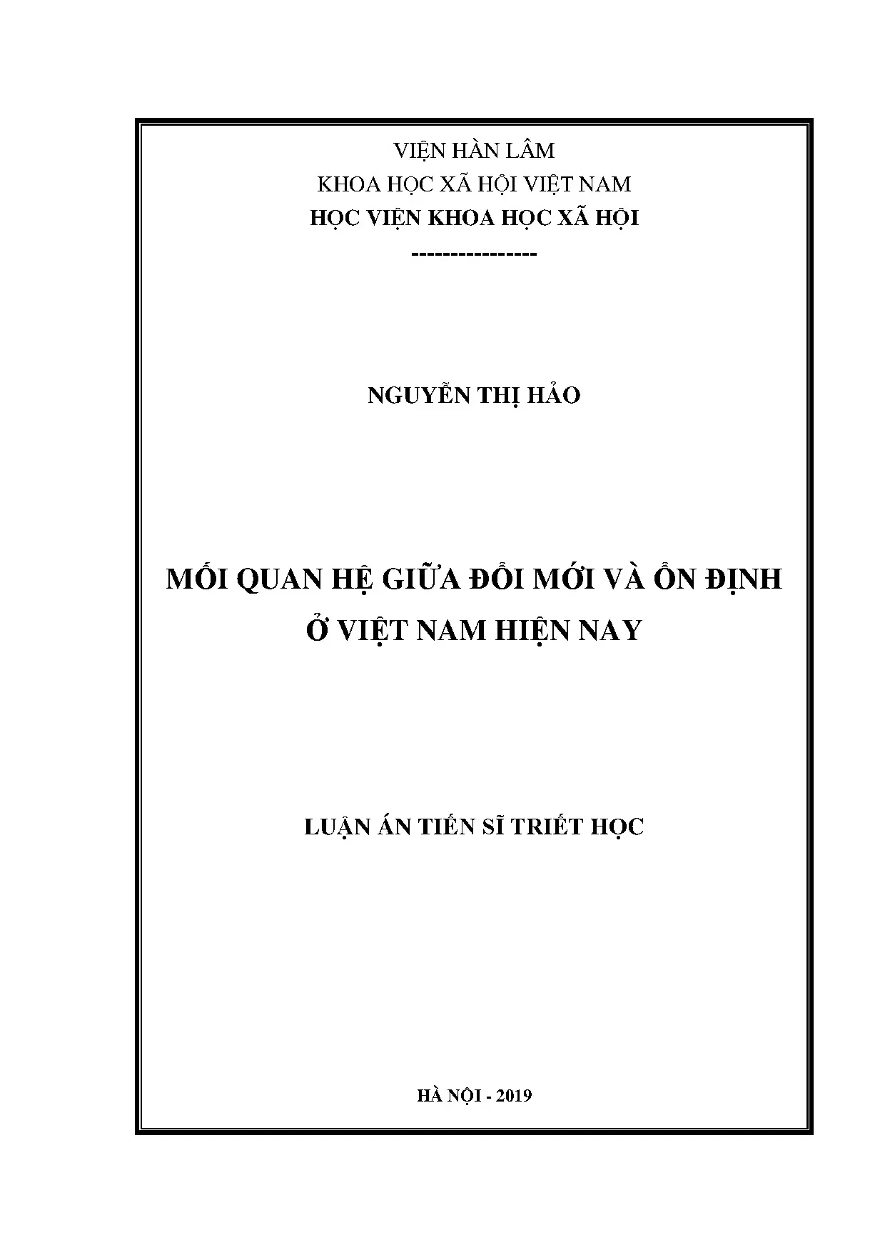 Mối quan hệ giữa đổi mới và ổn định ở Việt Nam hiện nay