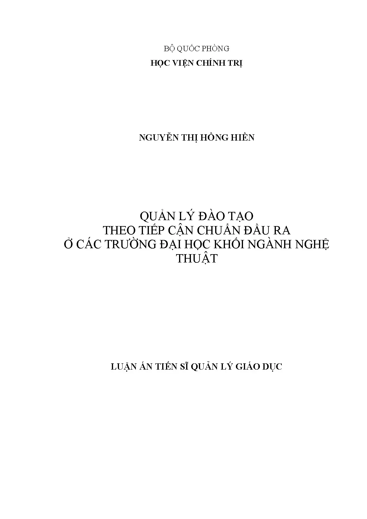 Quản lý đào tạo theo chuẩn đầu ra tại trường đại học nghệ thuật