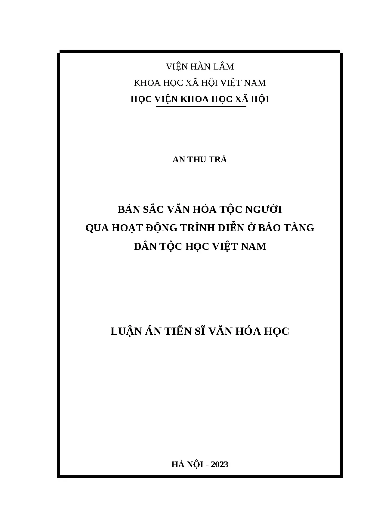 Bản sắc văn hóa tộc người qua trình diễn tại Bảo tàng Dân tộc học Việt Nam