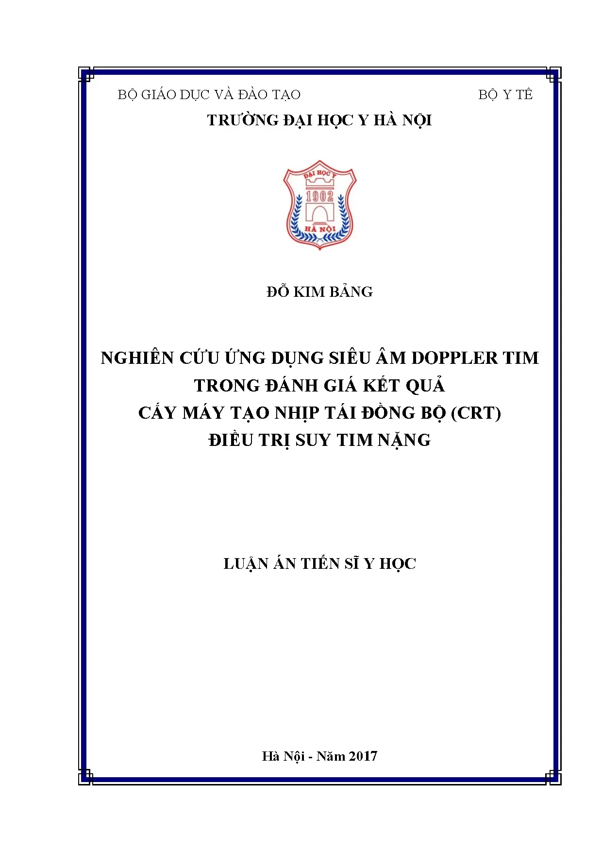 Siêu âm Doppler tim đánh giá hiệu quả CRT điều trị suy tim nặng