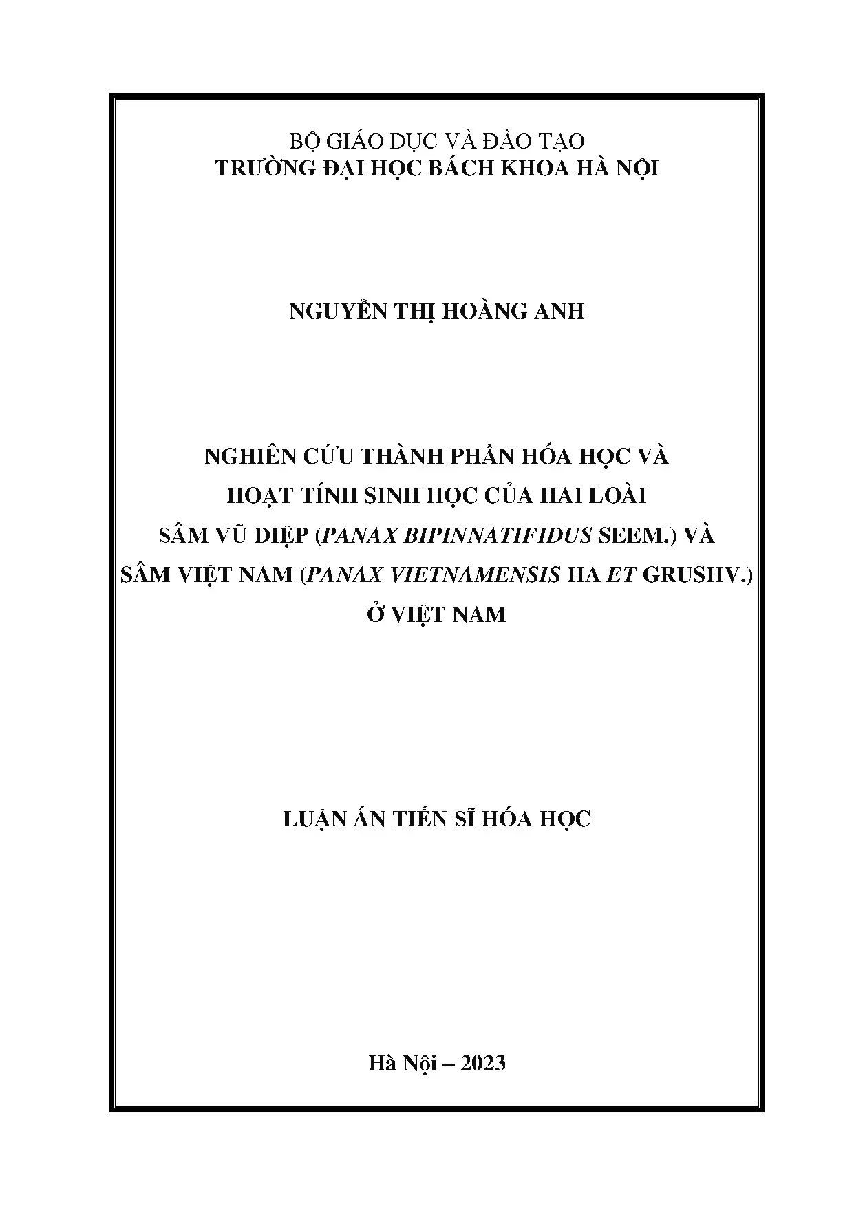 Thành phần hóa học & hoạt tính sinh học của Sâm Việt Nam