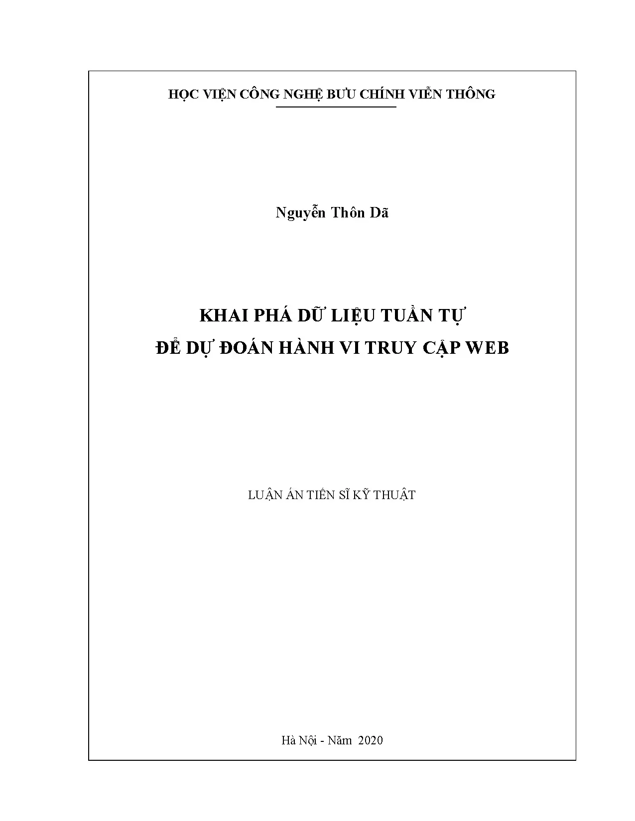 Luận án khai phá dữ liệu tuần tự dự đoán hành vi truy cập web