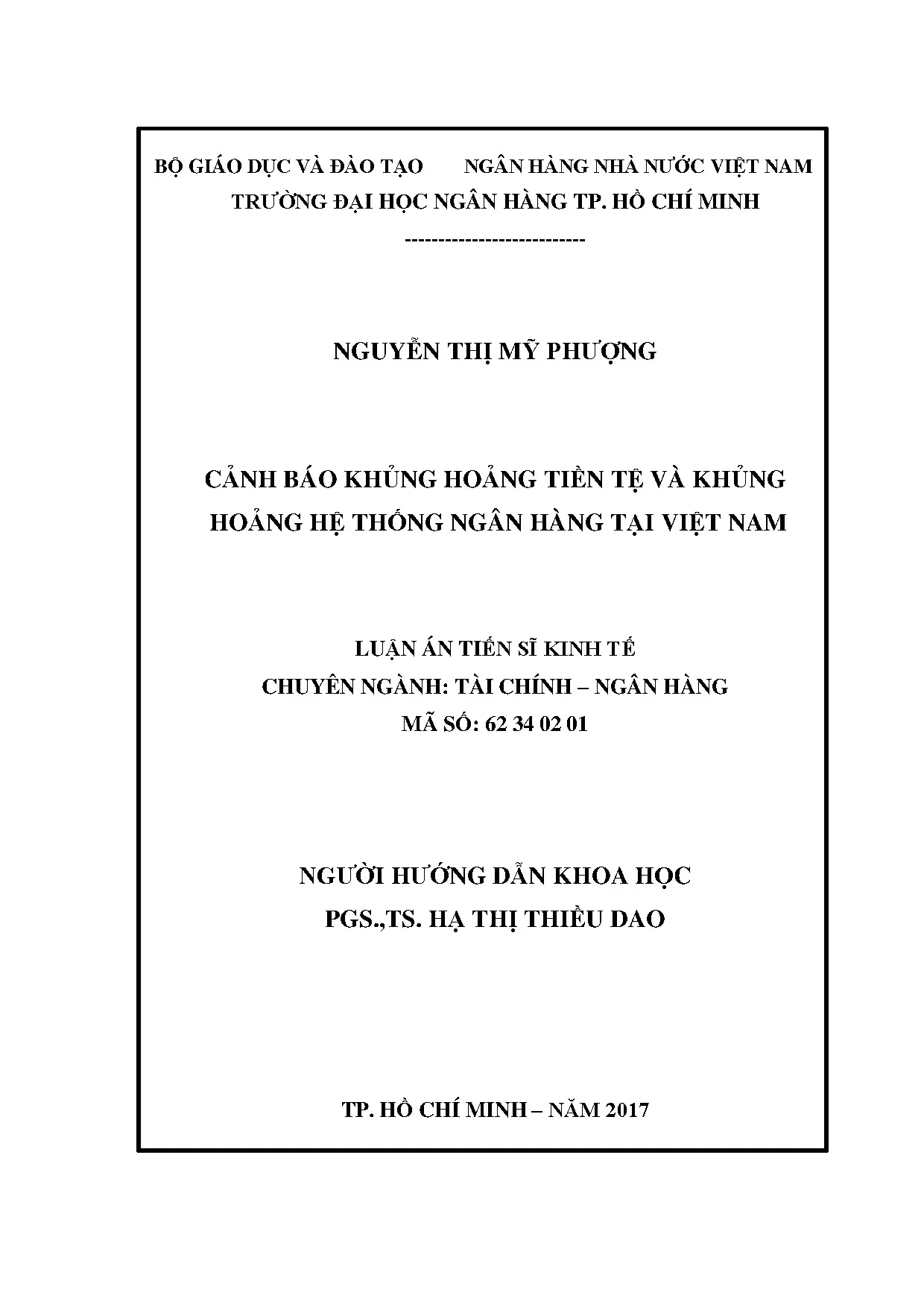 Luận án cảnh báo khủng hoảng tiền tệ và ngân hàng tại Việt Nam