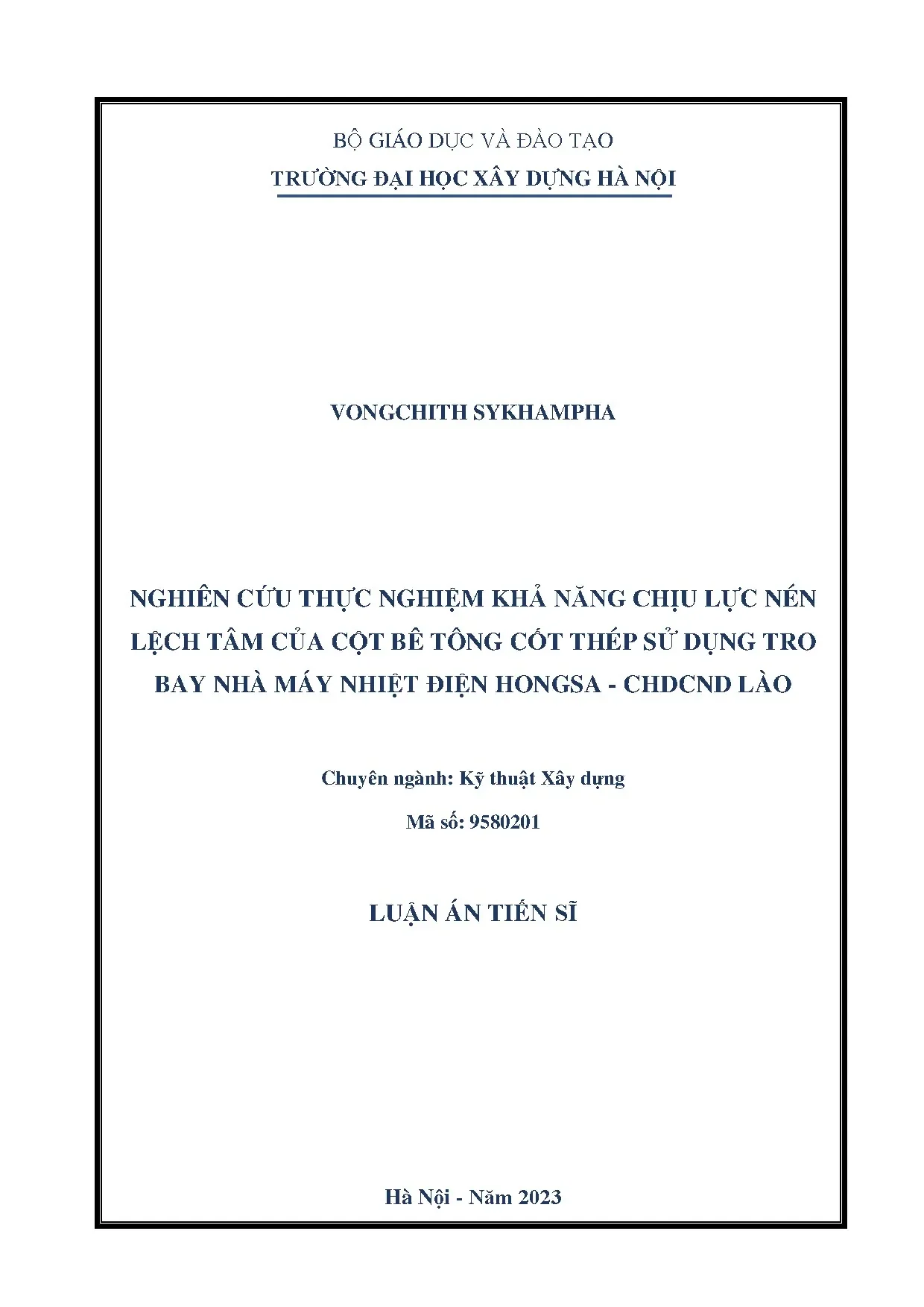 Nghiên cứu khả năng chịu lực nén lệch tâm của cột bê tông cốt thép sử dụng tro bay nhà máy nhiệt điện Hongsa
