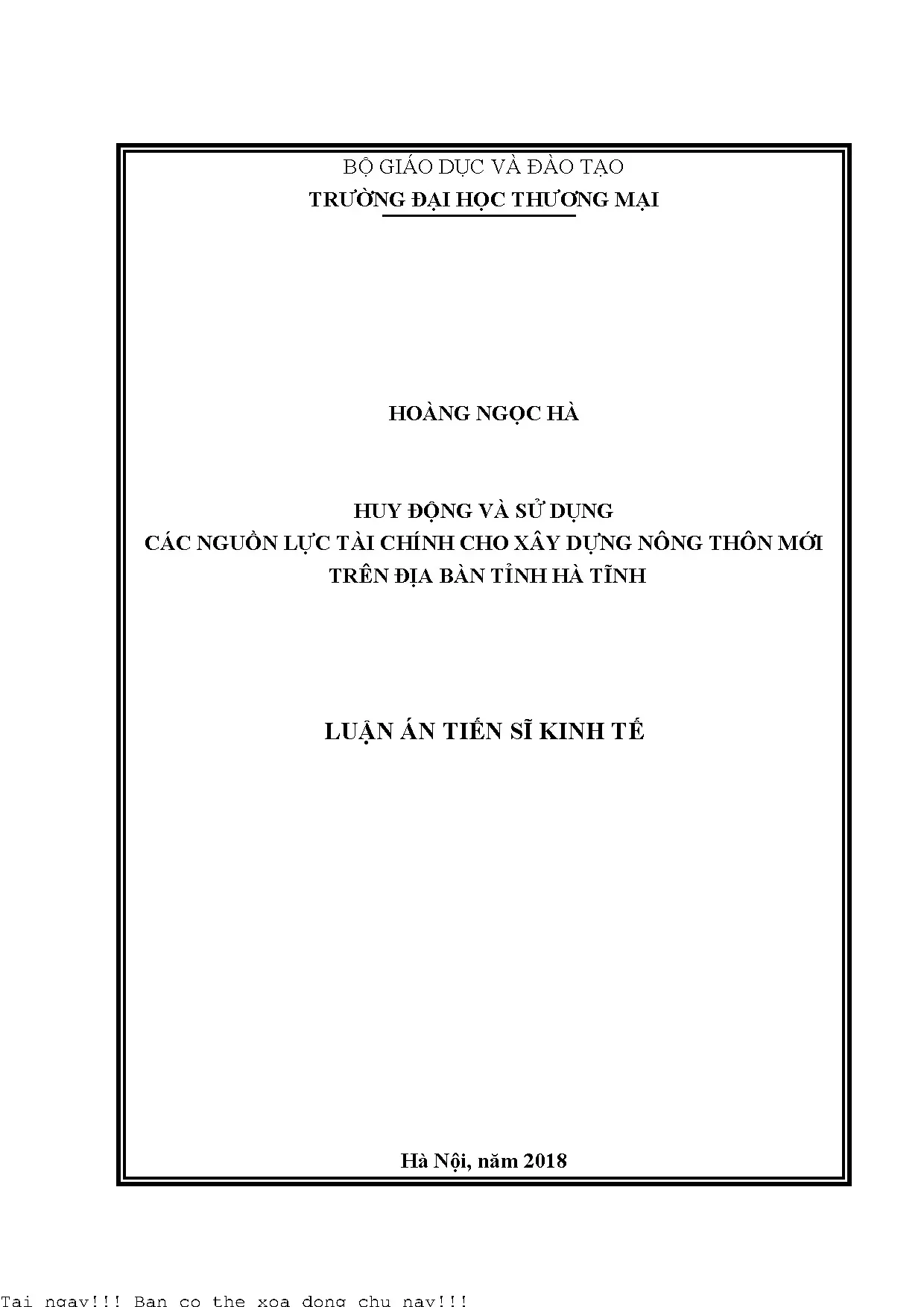 Quản lý tài chính xây dựng nông thôn mới Hà Tĩnh