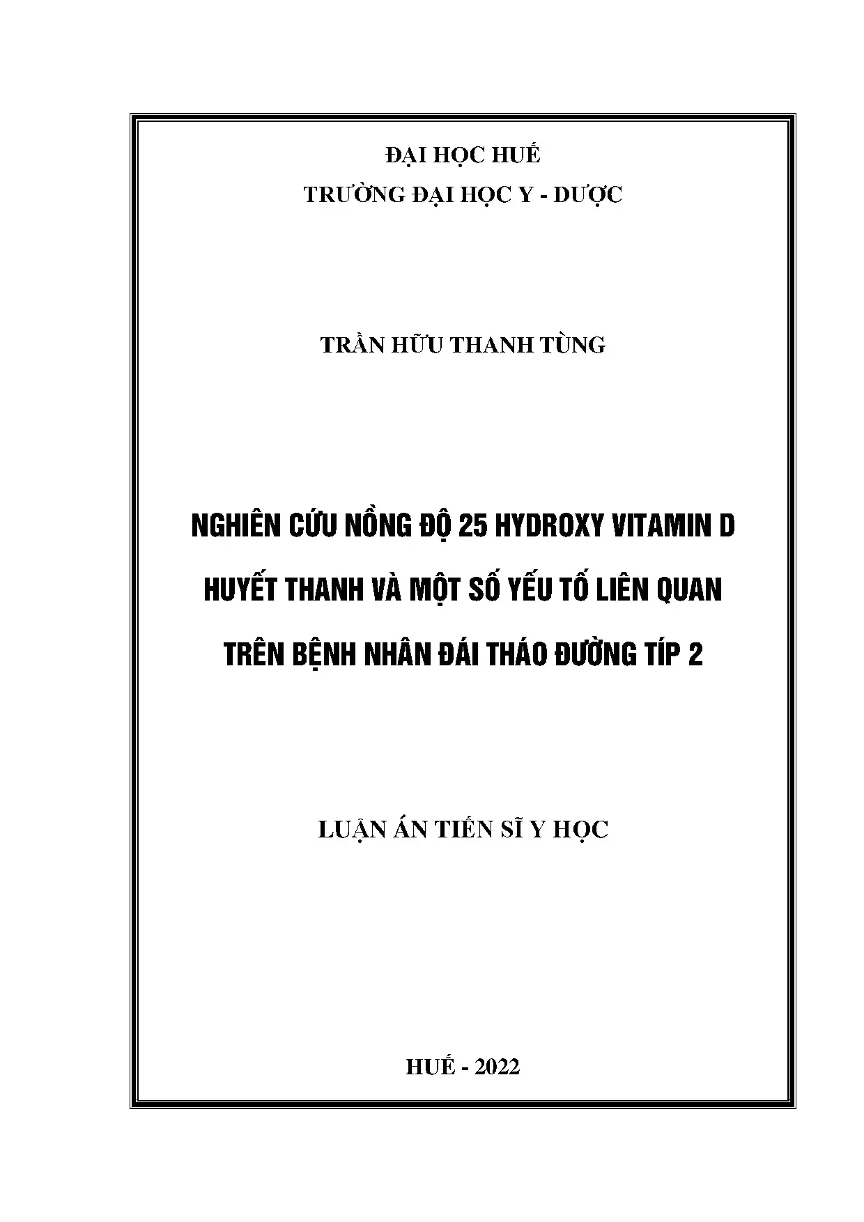 Nghiên cứu nồng độ 25 hydroxy vitamin D huyết thanh trên bệnh nhân đái tháo đường típ 2