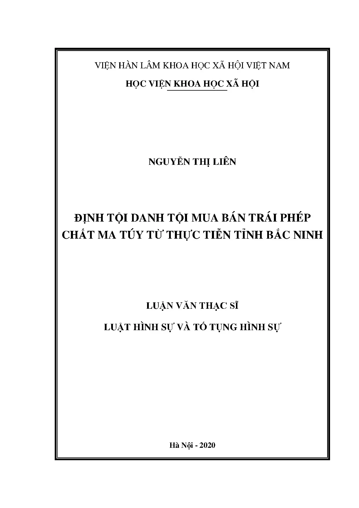 Luận án định tội danh tội mua bán chất ma túy tại Bắc Ninh