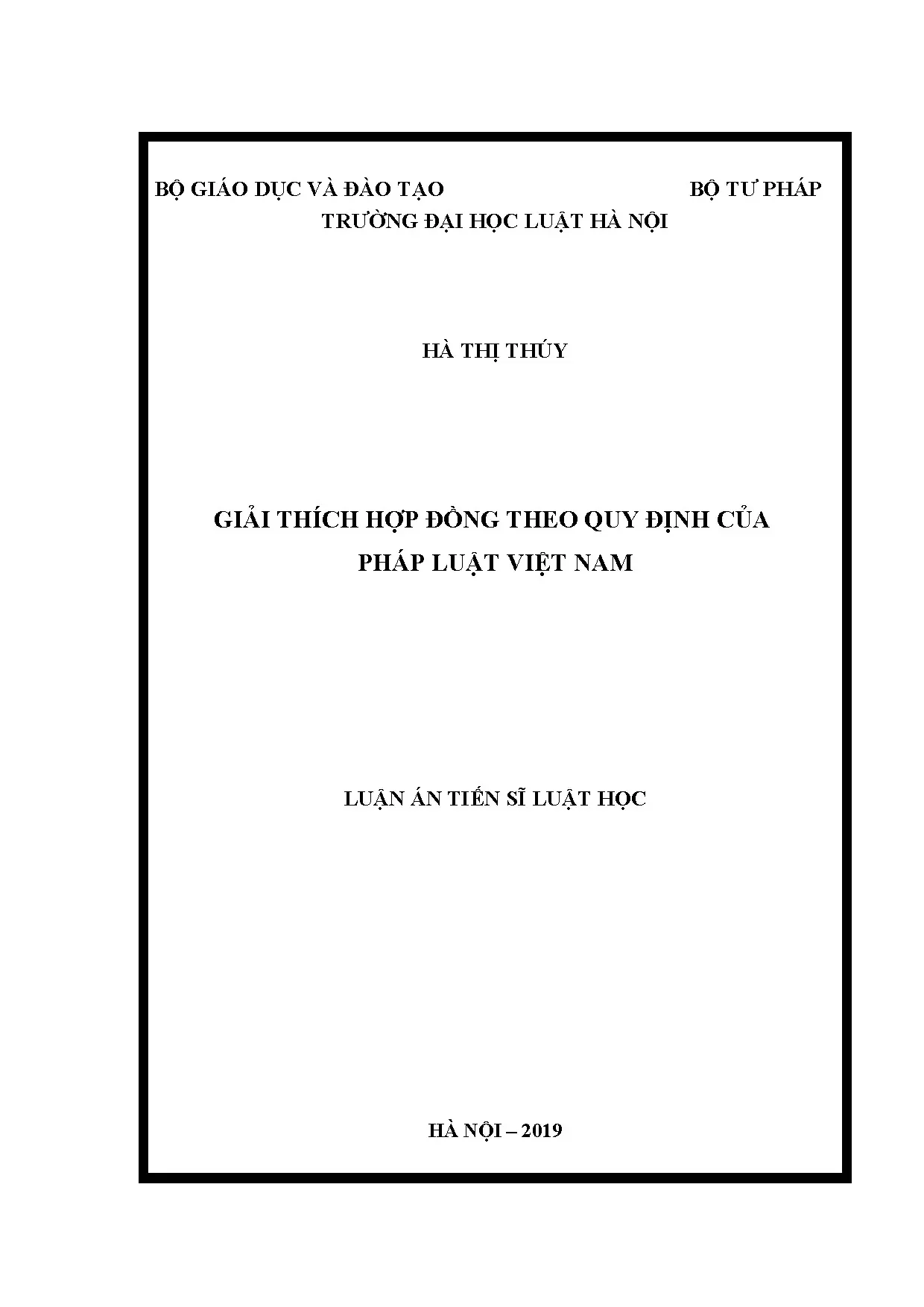 Giải thích hợp đồng theo pháp luật Việt Nam - Luận án tiến sĩ luật học