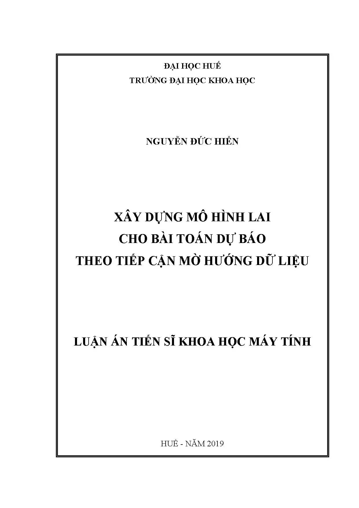 Luận án tiến sĩ xây dựng mô hình lai dự báo mờ hướng dữ liệu