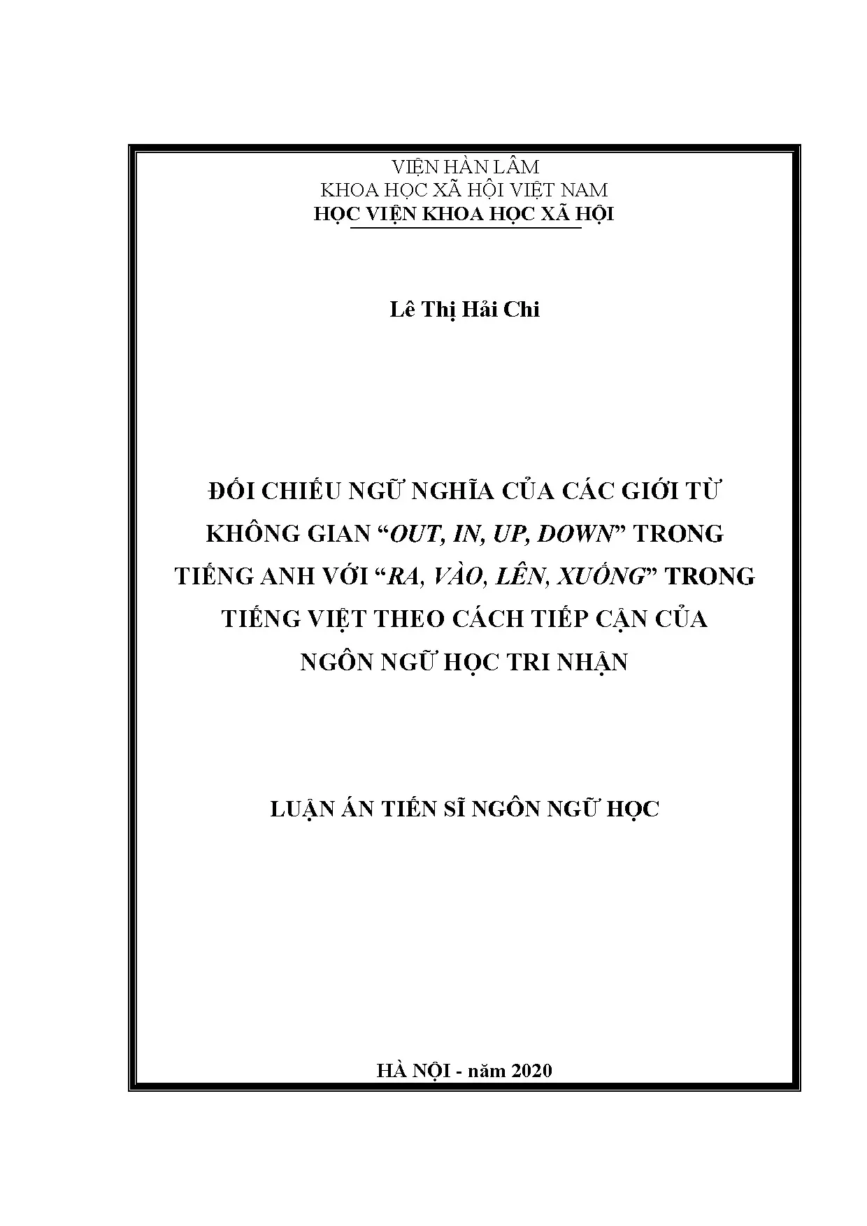 Đối chiếu ngữ nghĩa giới từ không gian: Tiếng Anh vs Tiếng Việt